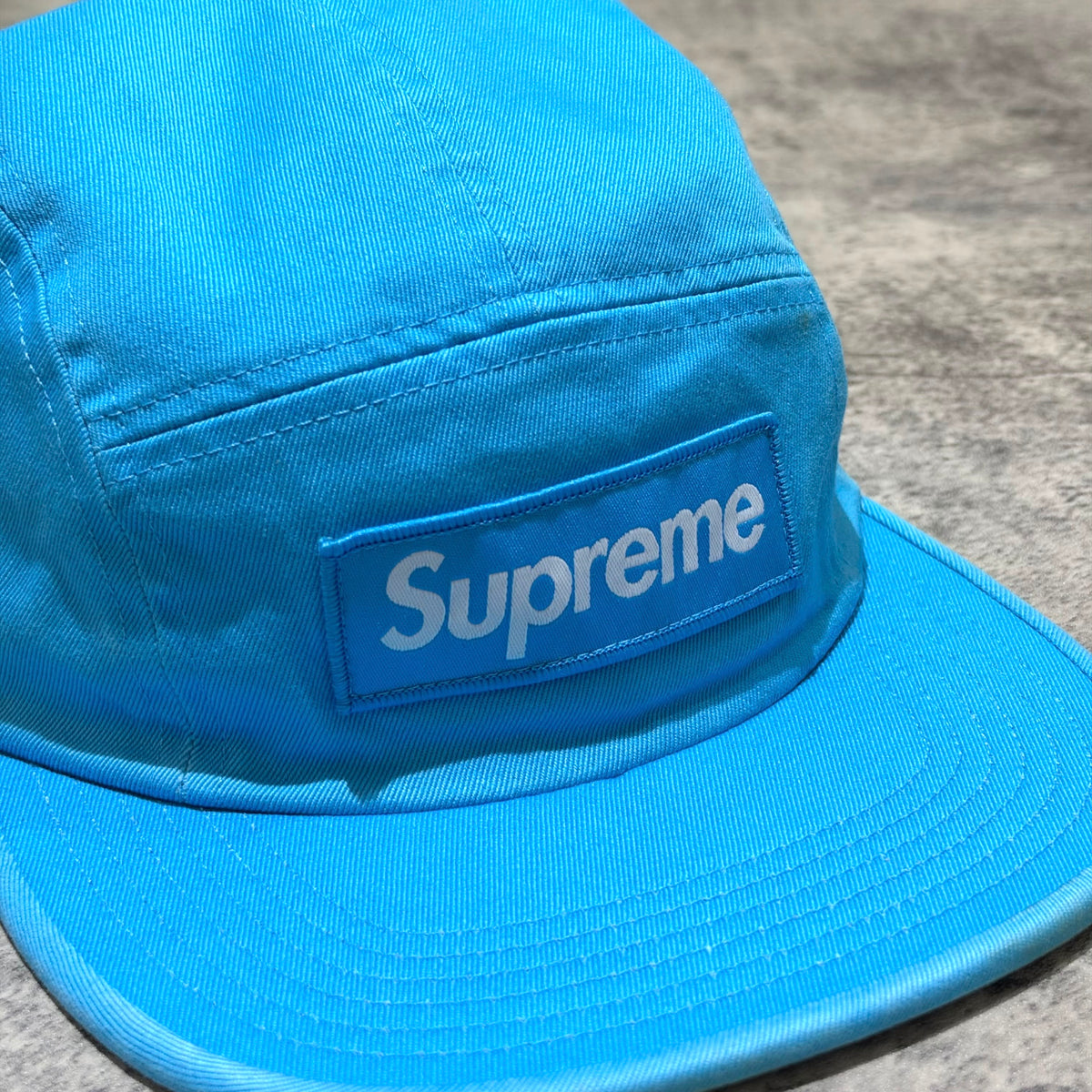 Supreme Washed Chino Twill Camp Cap Neon Blue