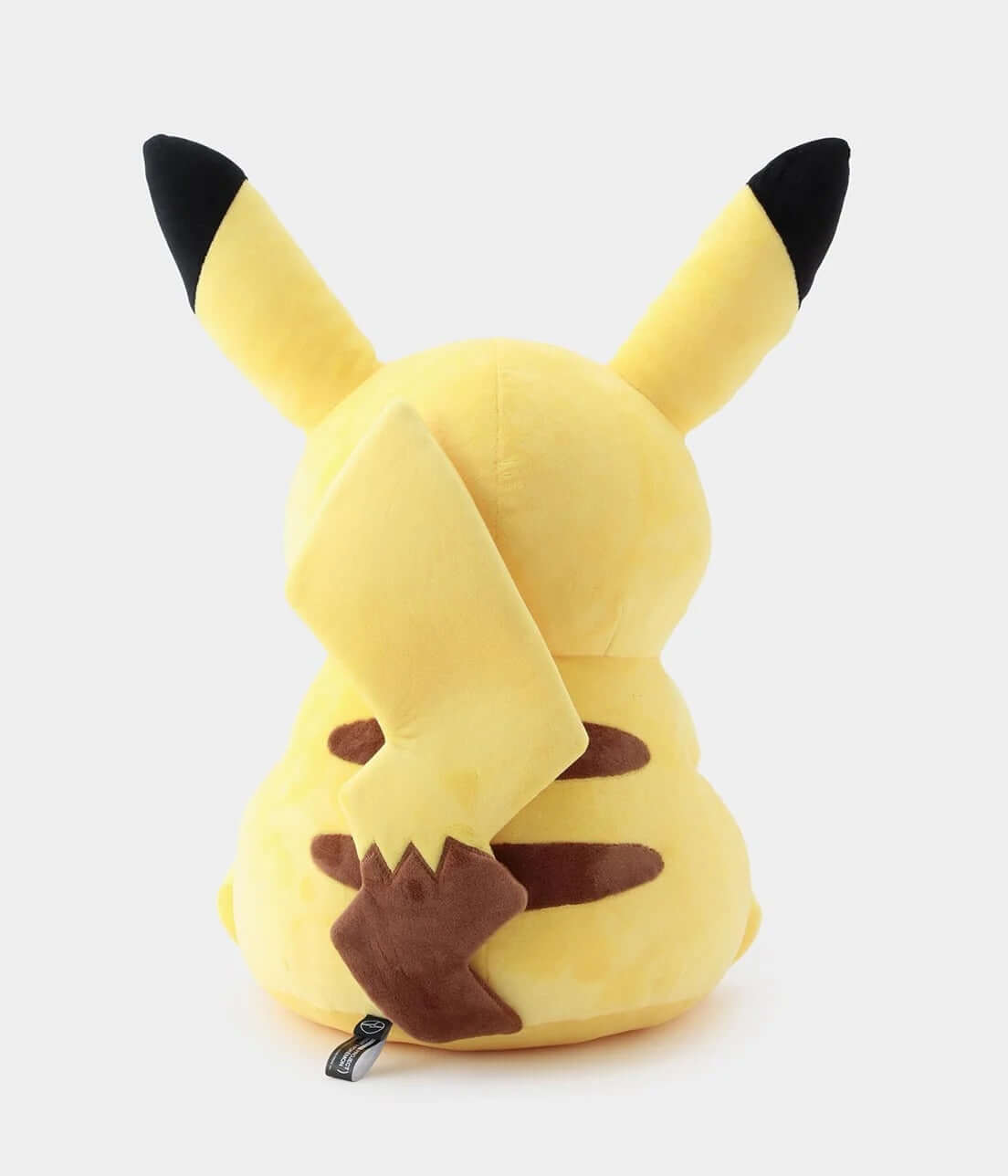 Pokemon x Thunderbolt Project by Fragment Pikachu Plush, back view of soft yellow Pikachu plush toy.