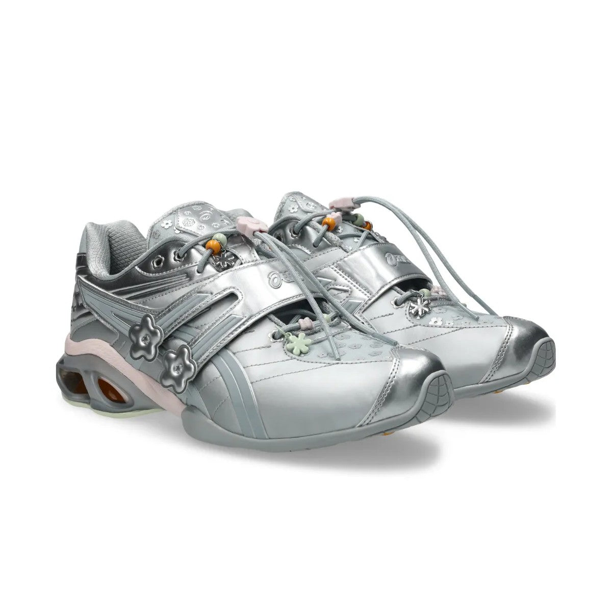 Cecilie Bahnsen x Asics Gel-Kinetic FR - Pure Silver 1203B171-020 sneakers with floral embellishments