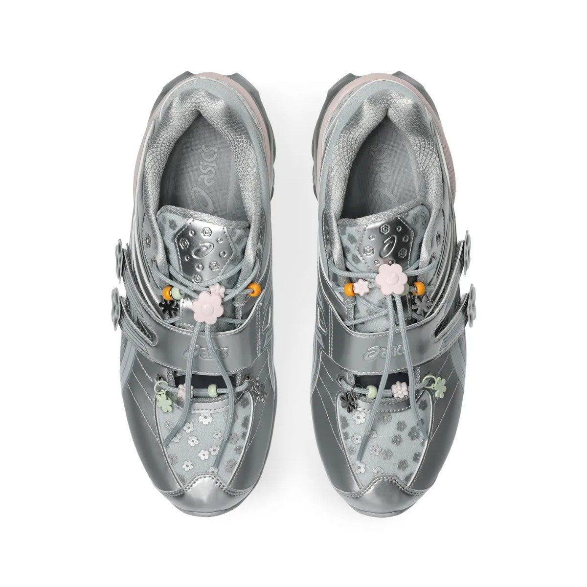Cecilie Bahnsen x Asics Gel-Kinetic FR - Pure Silver 1203B171-020 stylish sneakers with decorative floral details.