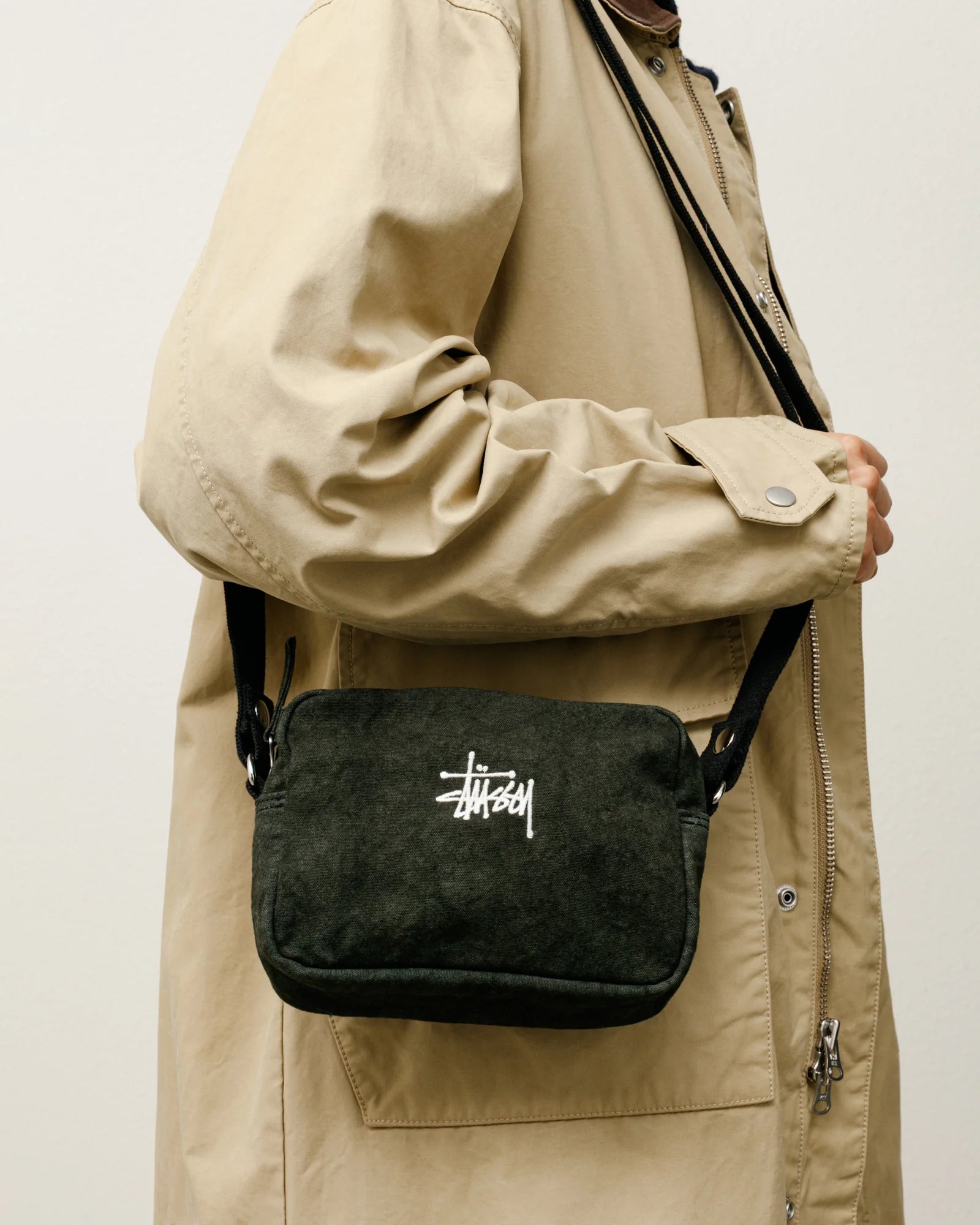 Stussy Canvas Side Pouch - Washed Black