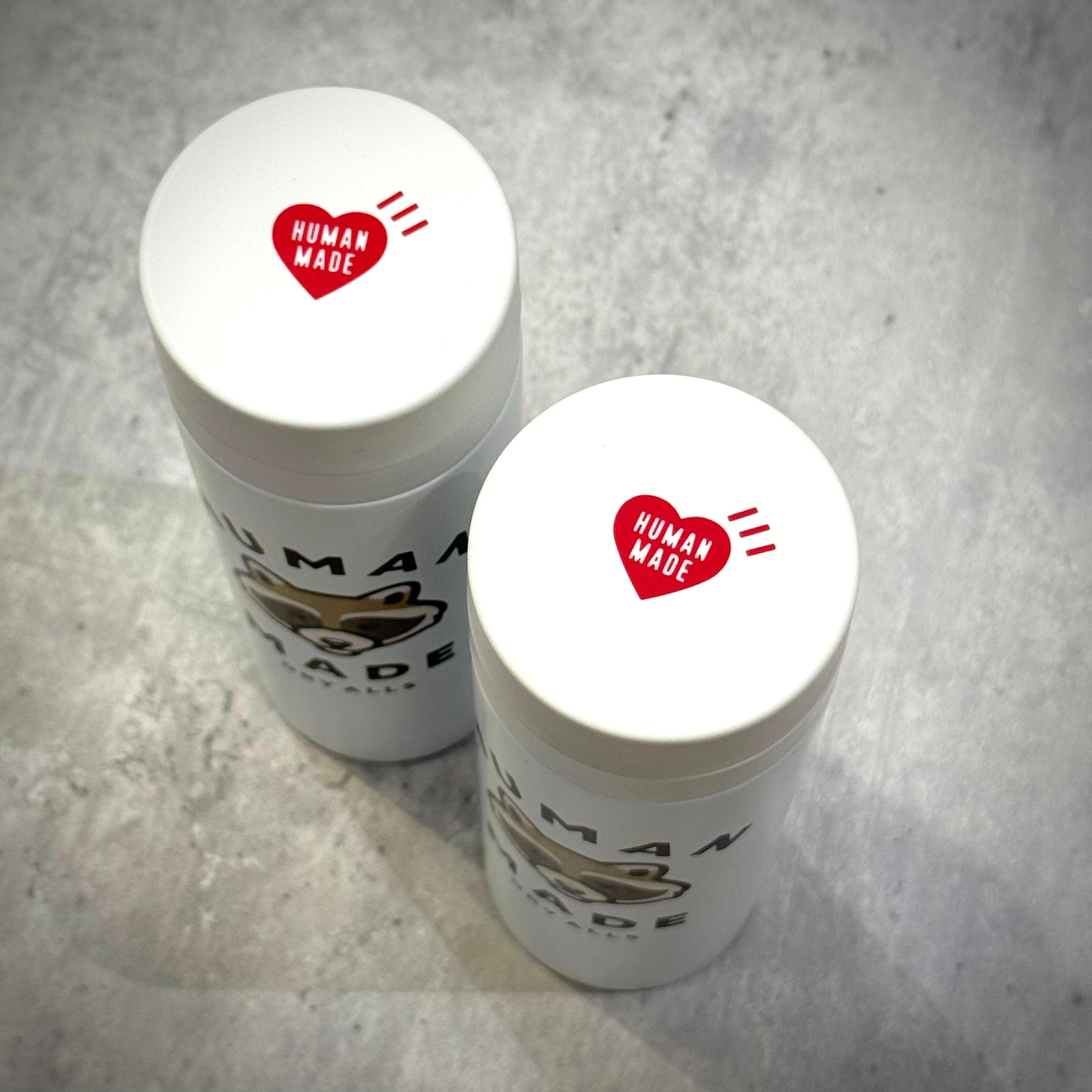 Human Made Jamsil Exclusive Thermo Stainless Bottle 500ml top view with logo and heart design.
