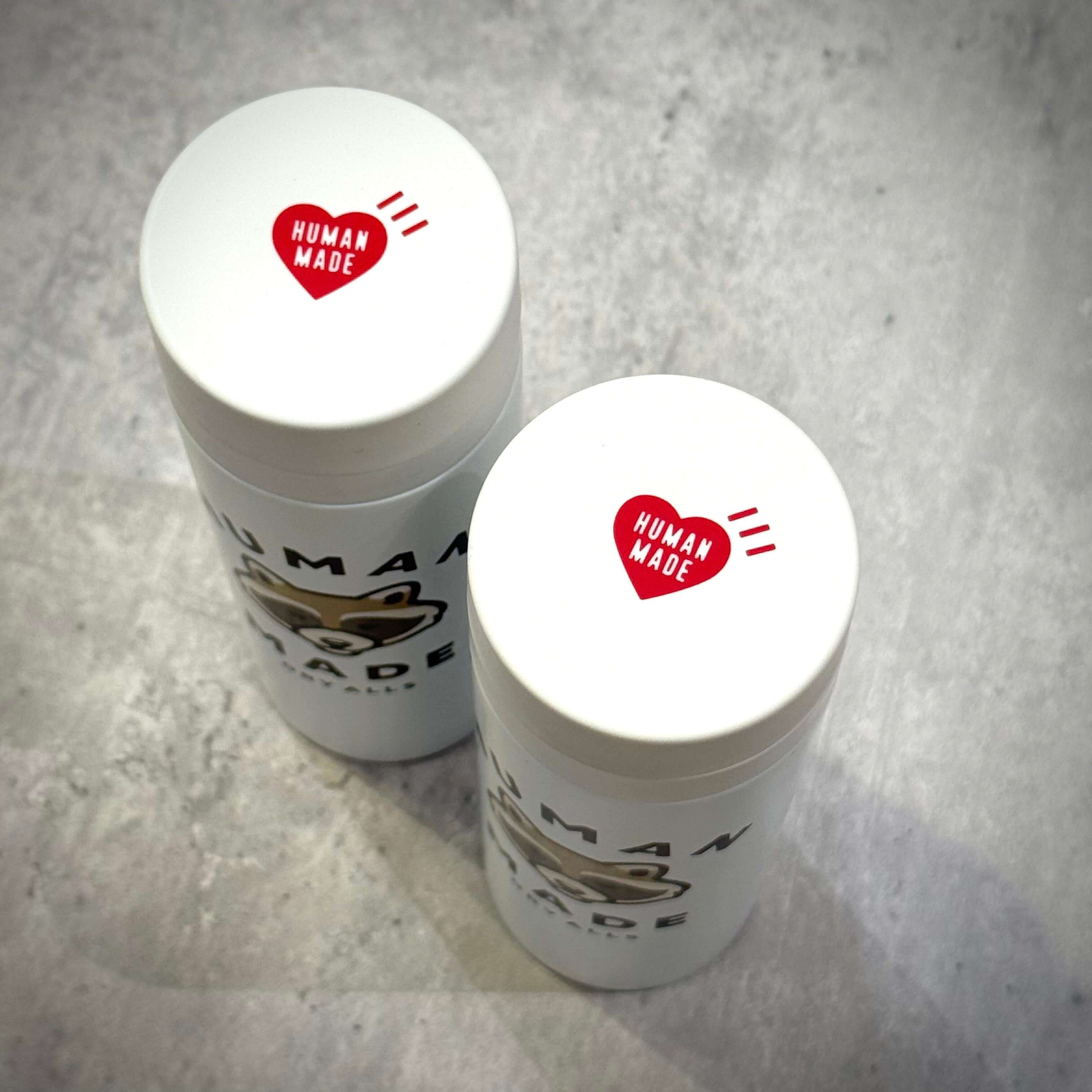 Human Made Jamsil Exclusive Thermo Stainless Bottle 500ml top view with logo and heart design.