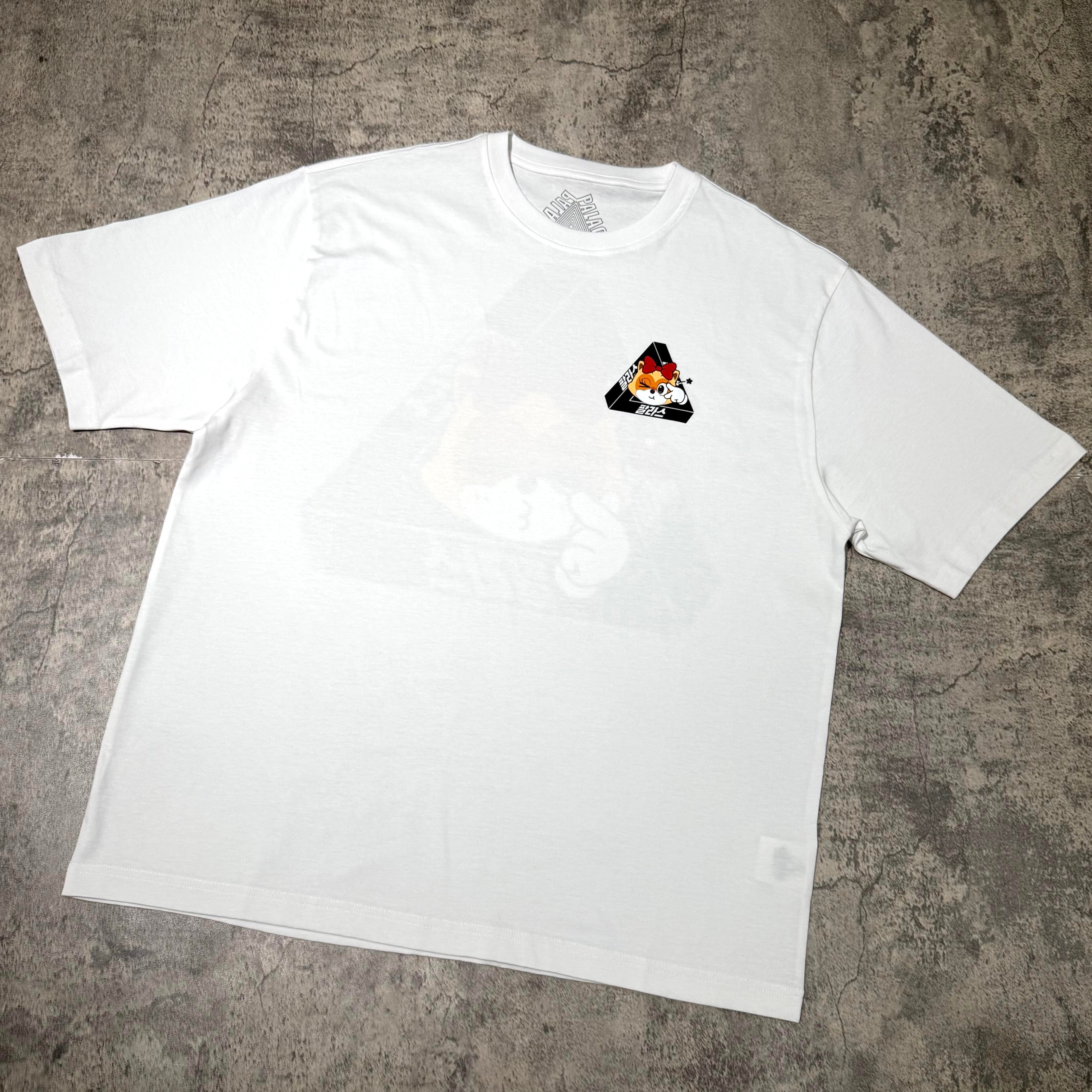 Palace Jamsil Exclusive Lotte Tri-ferg Tee featuring a graphic design on a white t-shirt.