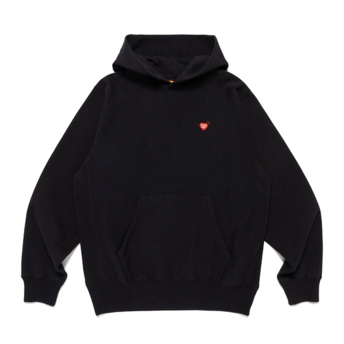 Human Made Shinsaibashi Exclusive Tiger Heavyweight Hoodie in black with front pocket and heart logo