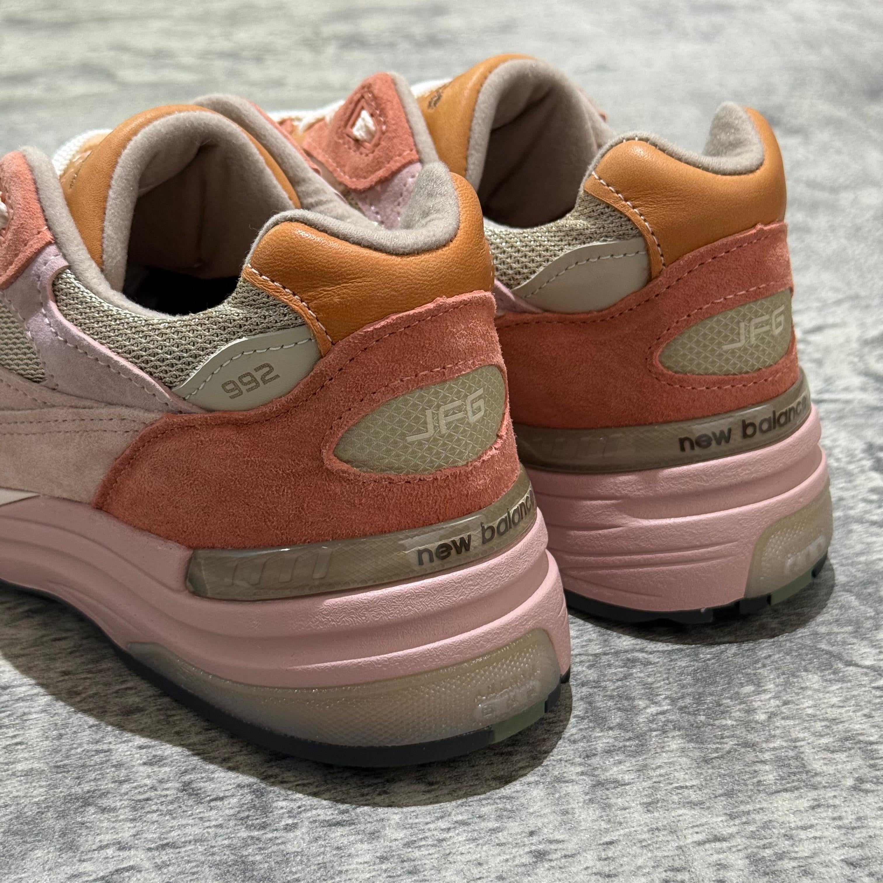 Joe Freshgoods x New Balance 992 sneakers showcasing the back design and colorway details.