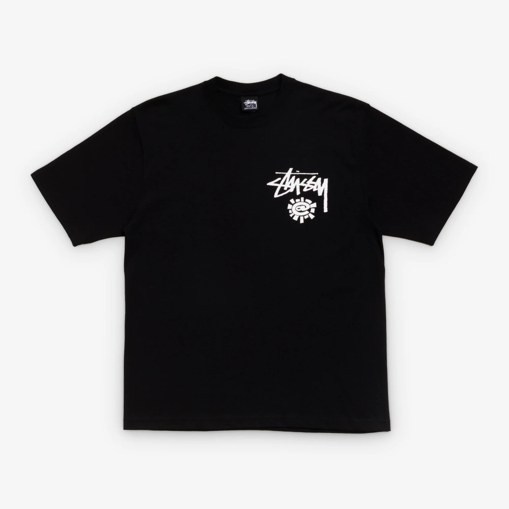Stussy x Always Do What You Should Do World Tour Tee in black with white graphic design on the front.