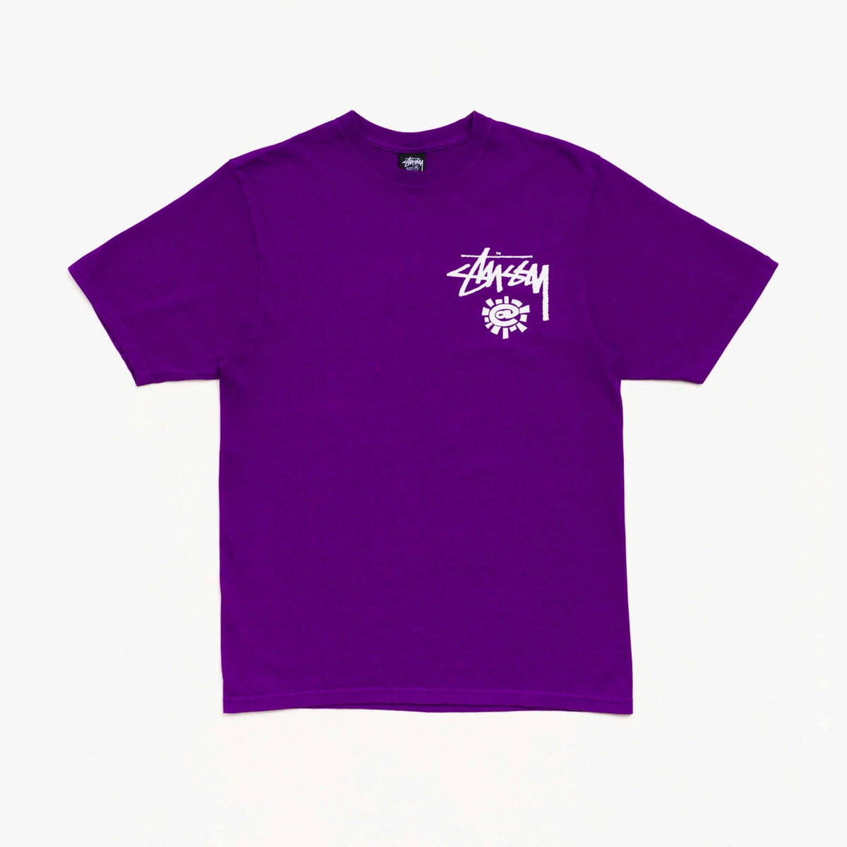 Stussy x Always Do What You Should Do World Tour Tee in purple color with logo print on chest.