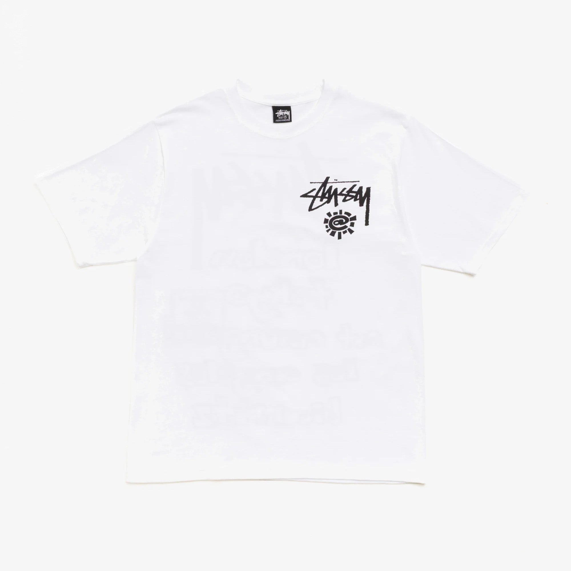 Stussy x Always Do What You Should Do World Tour Tee, white t-shirt featuring Stussy logo design.