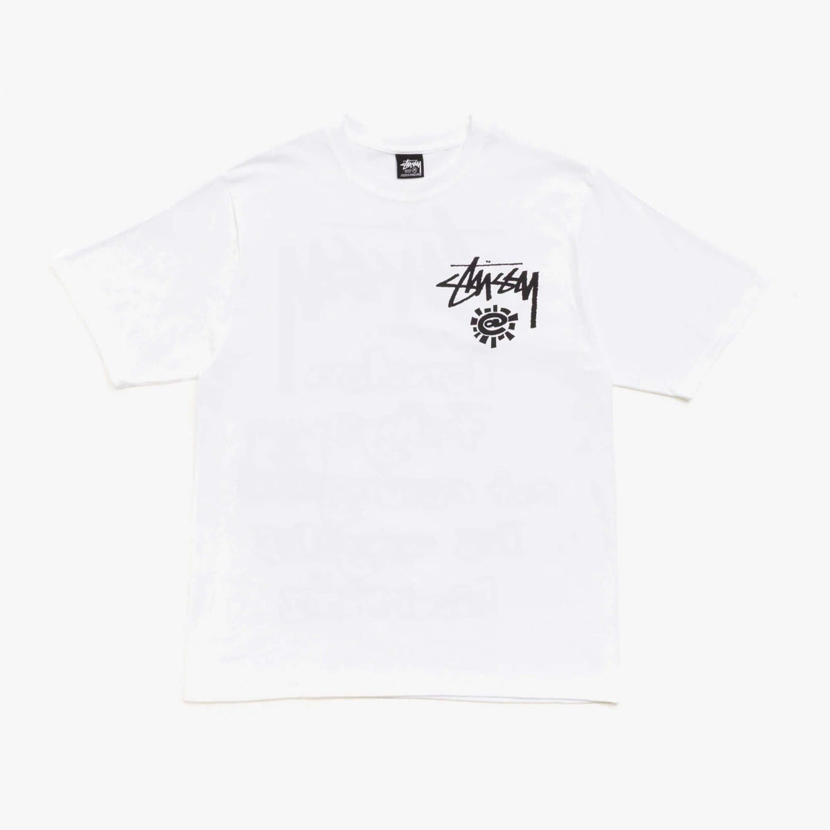 Stussy x Always Do What You Should Do World Tour Tee, white t-shirt featuring Stussy logo design.