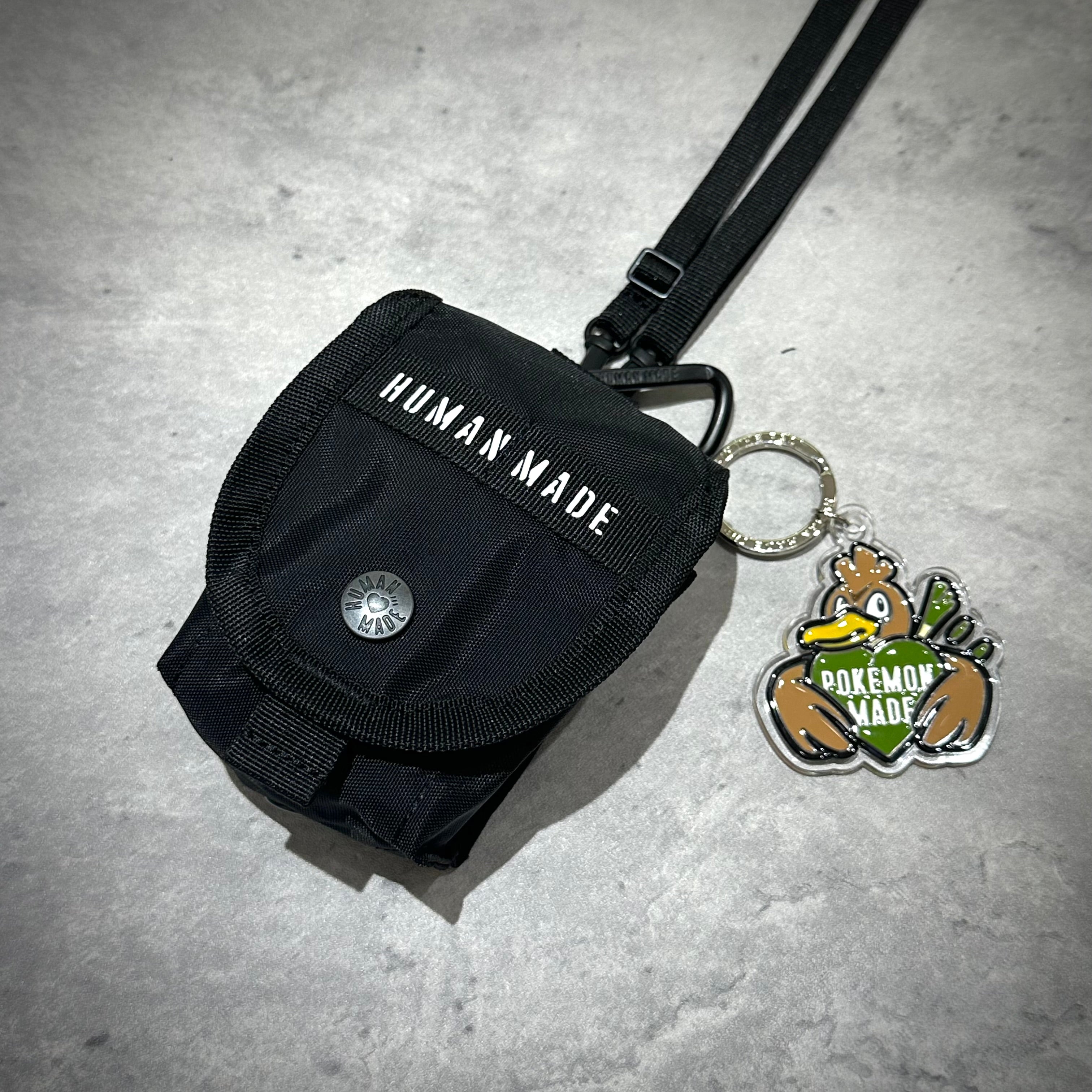 Image of Human Made Military Multi Pouch Mini HM32GD010 in black with keychain.
