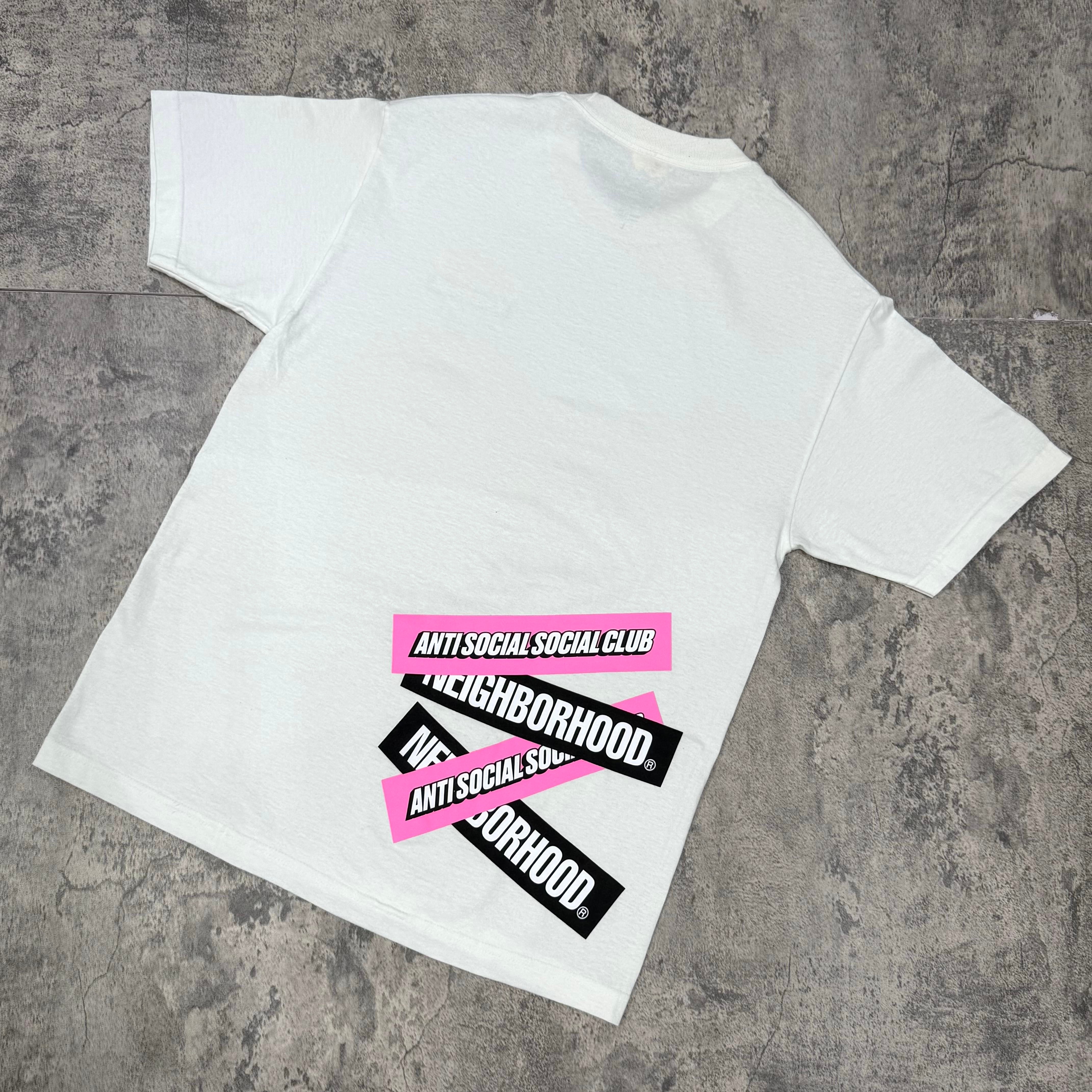 ASSC x Neighborhood Stuck On You Tee - Black / White featuring back design with brand logos.