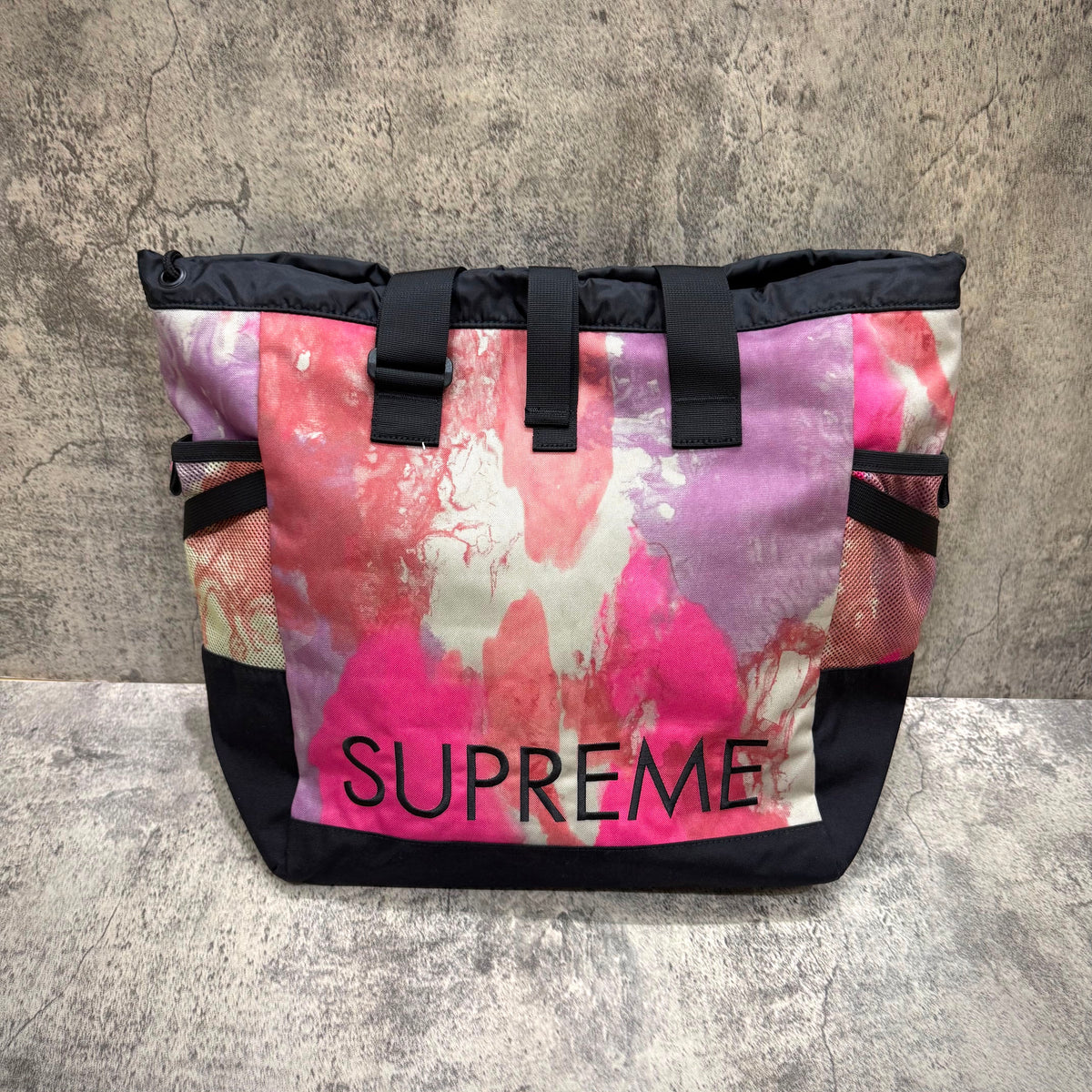 Supreme x The North Face Adventure Tote - Multicolor featuring a vibrant abstract design with 'SUPREME' text.