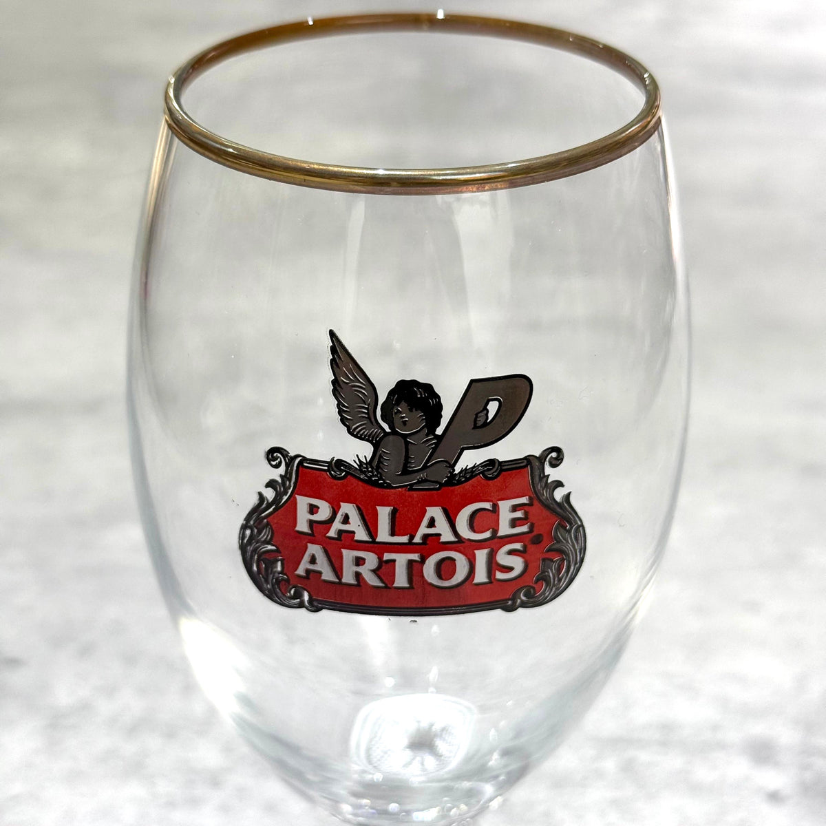Palace x Stella Artois 500ML Pint Chalice - Clear with intricate logo design featuring a cherub.