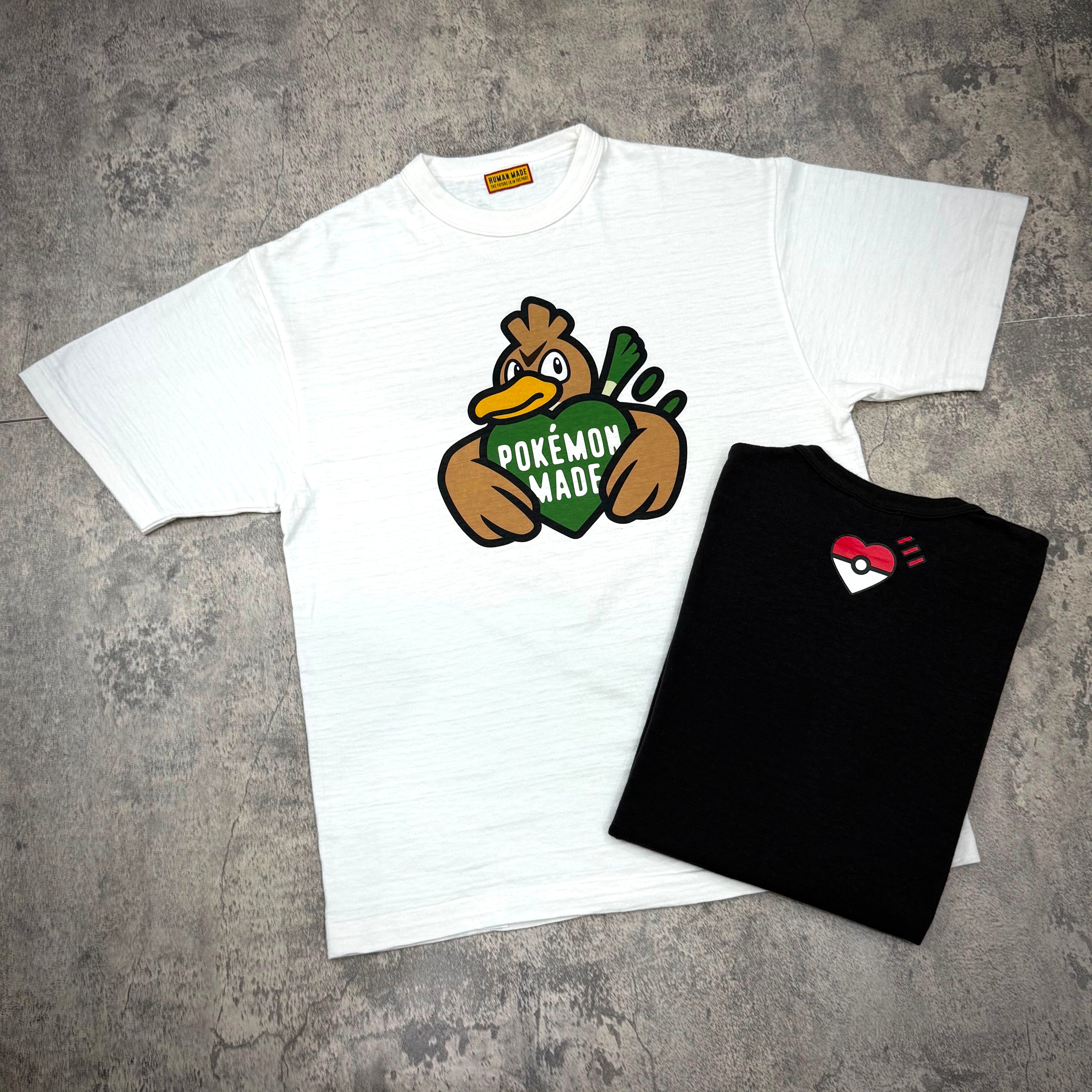 Human Made x Pokemon Graphic Tee #2 featuring colorful design on white background and black tee laid flat.