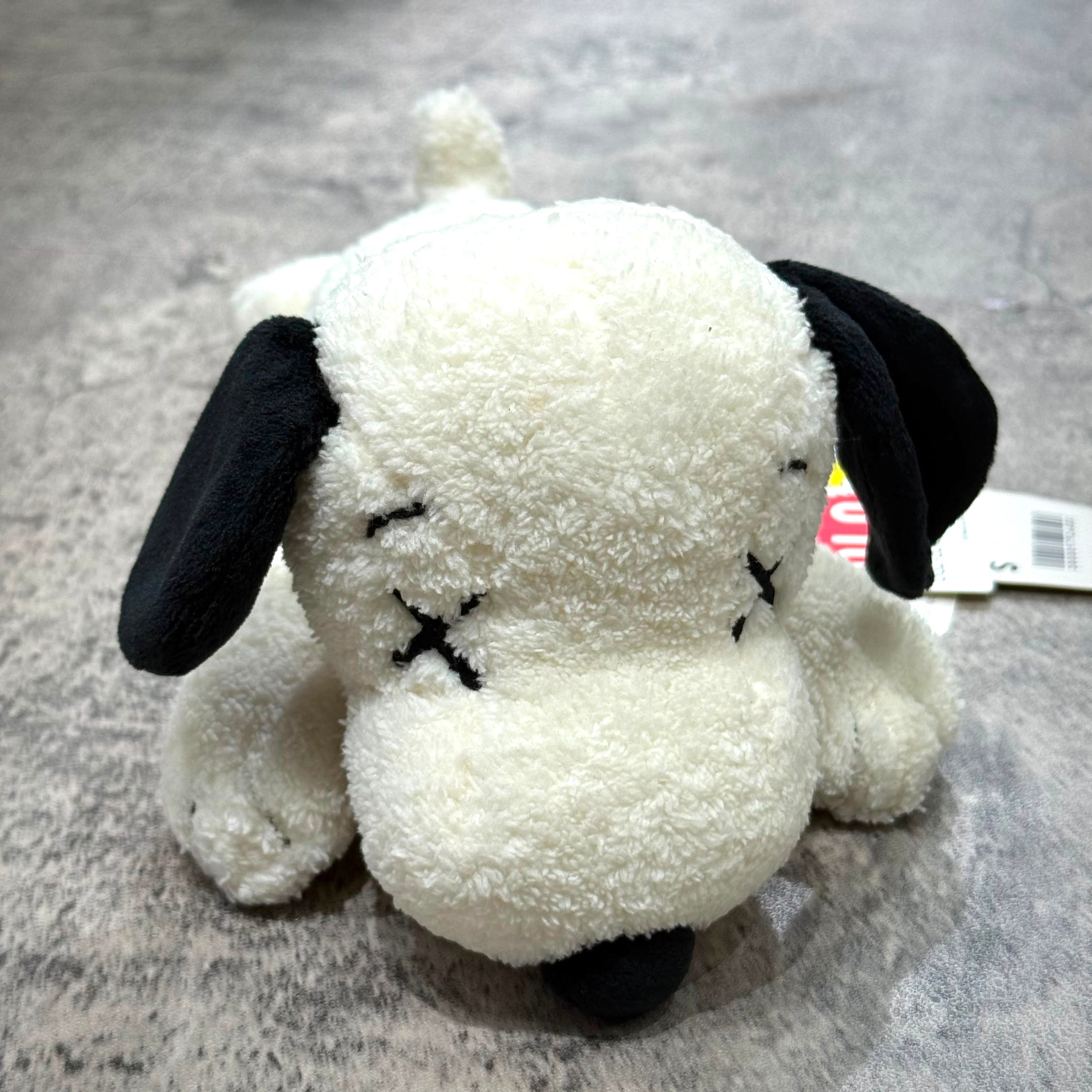 KAWS x Uniqlo x Peanuts Snoopy Plush (Small) - White with black ears and red collar