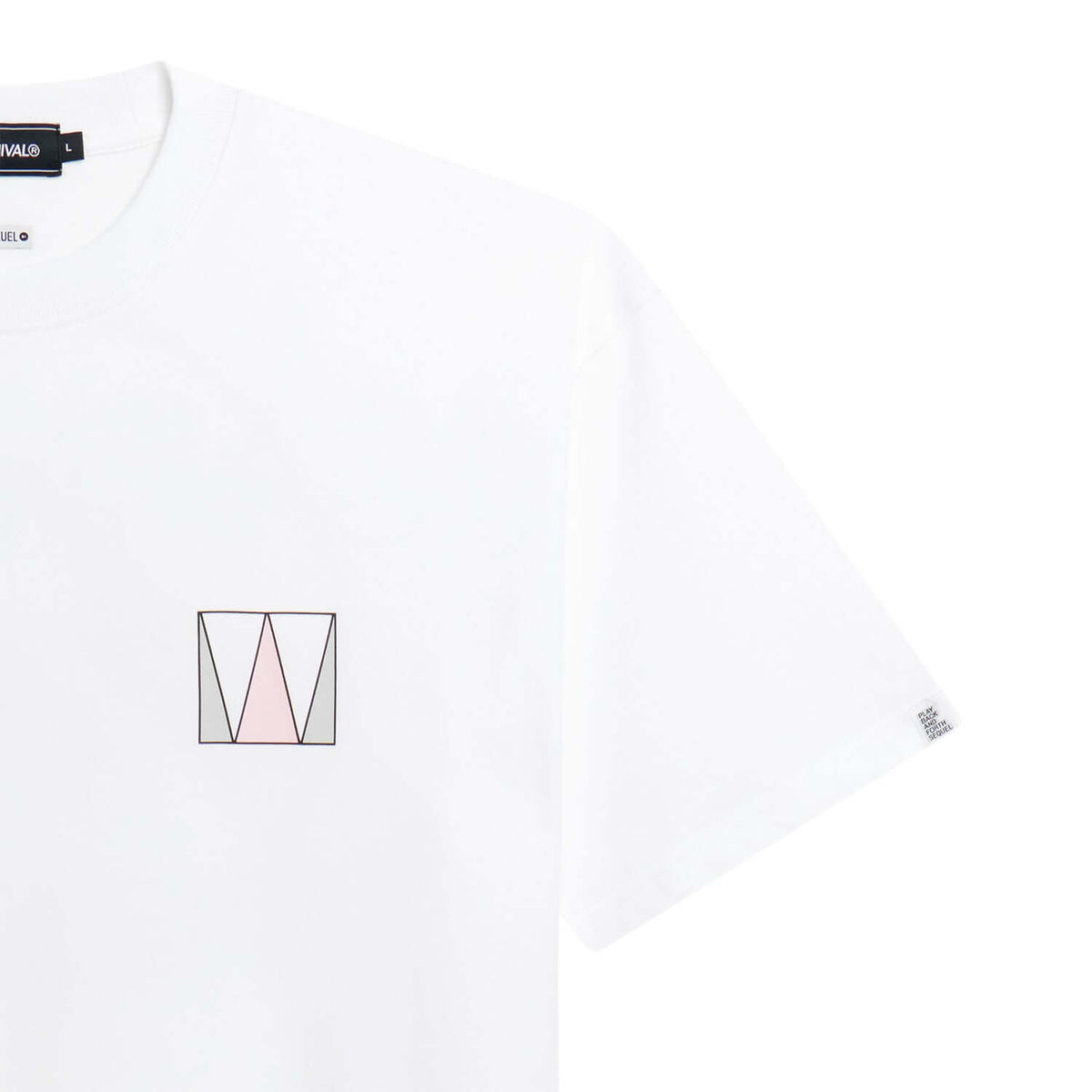 Carnival x Weekend Sequel x Fragment OVS Tee featuring a white design and geometric logo detail.