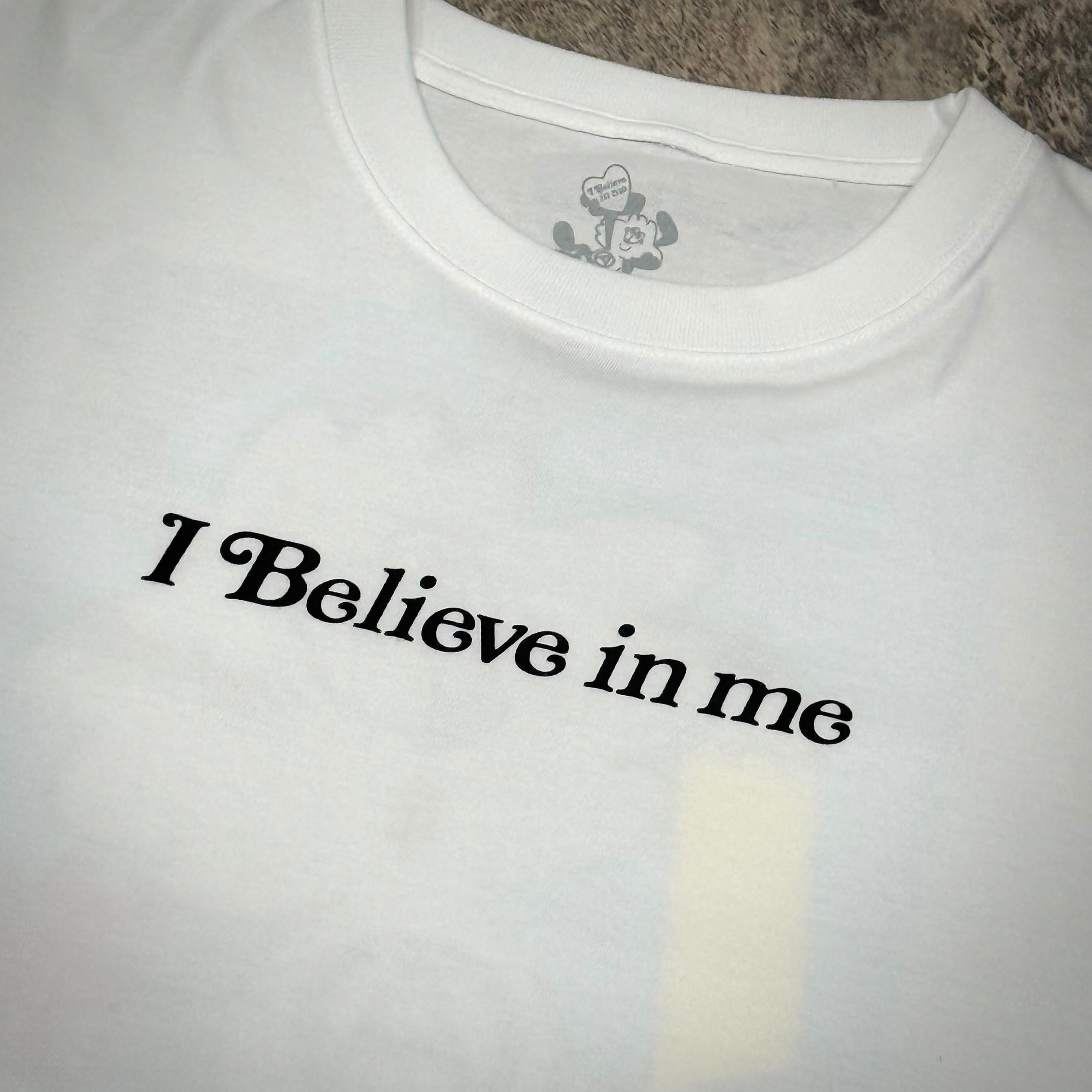 Verdy x Lottemuseum Tee #4 featuring "I Believe in me" bold print on a white shirt.