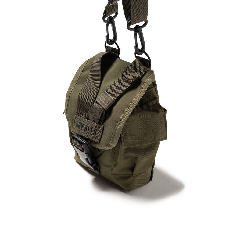 Human Made Military Multi Pouch HM32GD009 in olive green with adjustable strap and buckle detail.