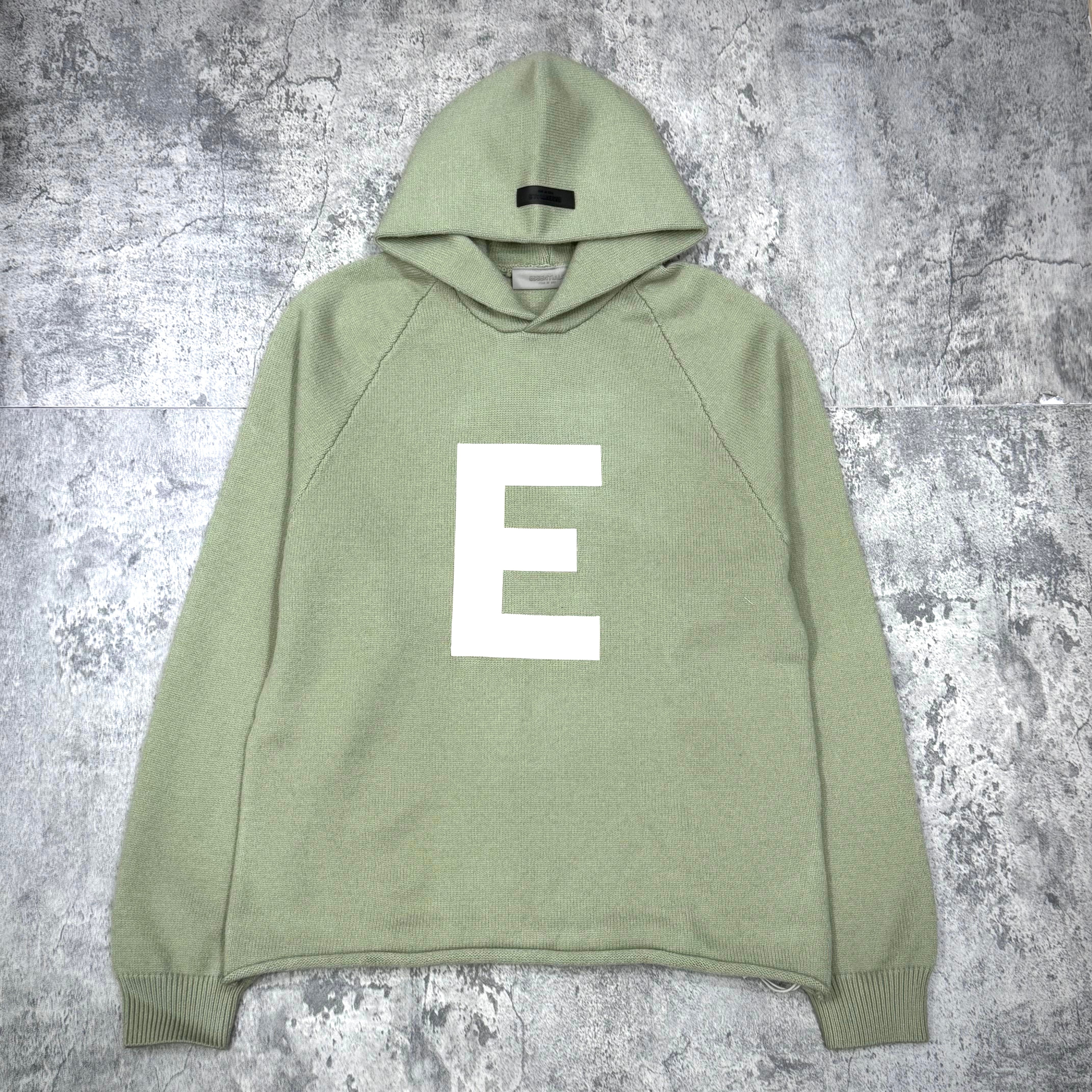 現貨 FOG Essentials Big E Knit Hoodie SS22 - Kid SeaFoam