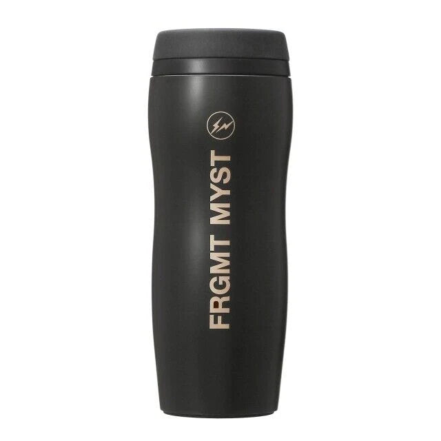 FRGMT MYST x STARBUCKS Curved Stainless Bottle in black with gold lettering