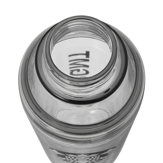 Top view of the FRGMT MYST x STARBUCKS Double Wall Sunny Bottle with a clear opening and logo detail.