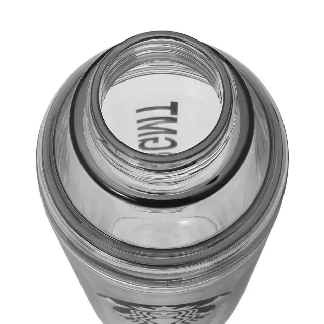 Top view of the FRGMT MYST x STARBUCKS Double Wall Sunny Bottle with a clear opening and logo detail.