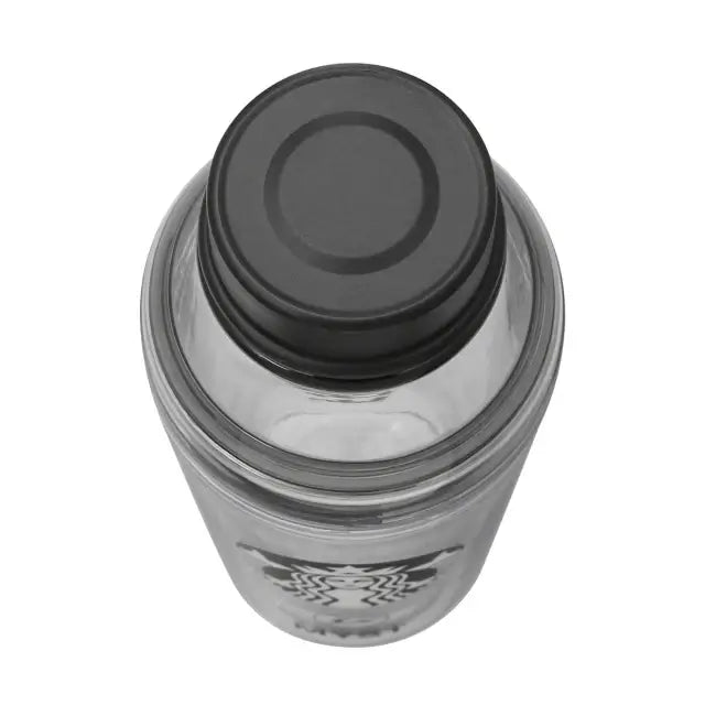 FRGMT MYST x STARBUCKS Double Wall Sunny Bottle top view with black cap.