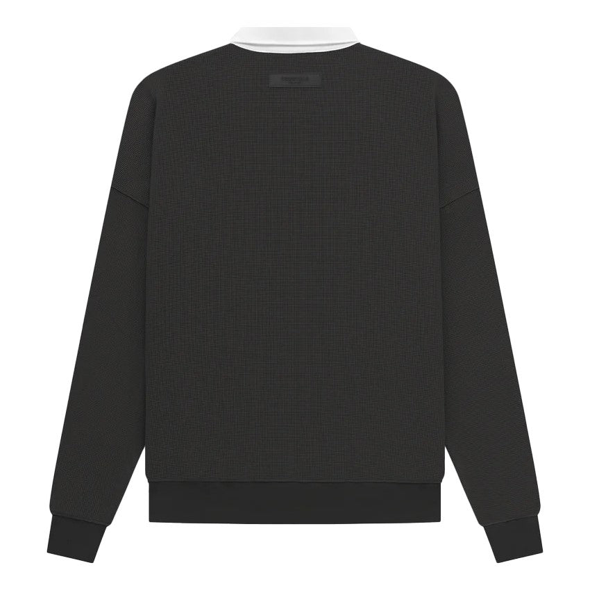 Fear of God Essentials Waffle Henley Rugby - Off Black