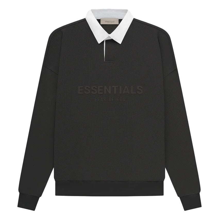 Fear of God Essentials Waffle Henley Rugby - Off Black