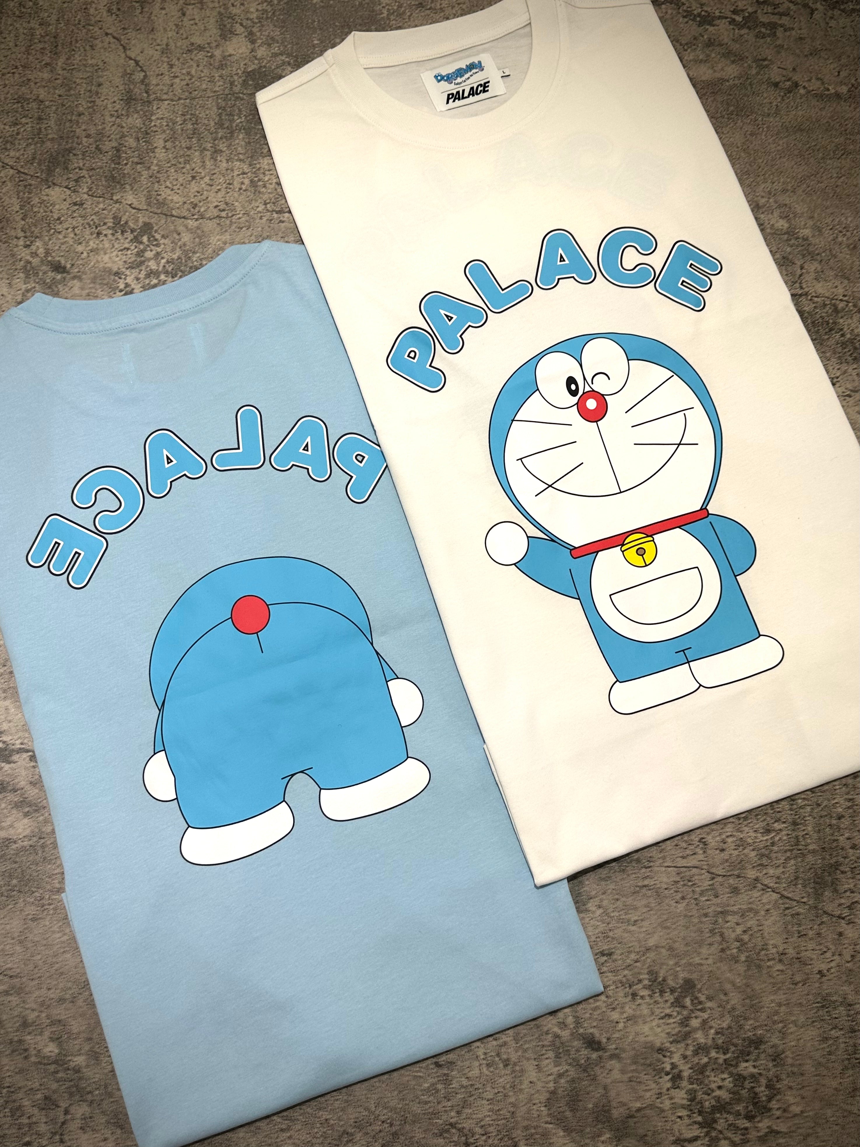Palace x Doraemon T-Shirt - White & Skyline Blue