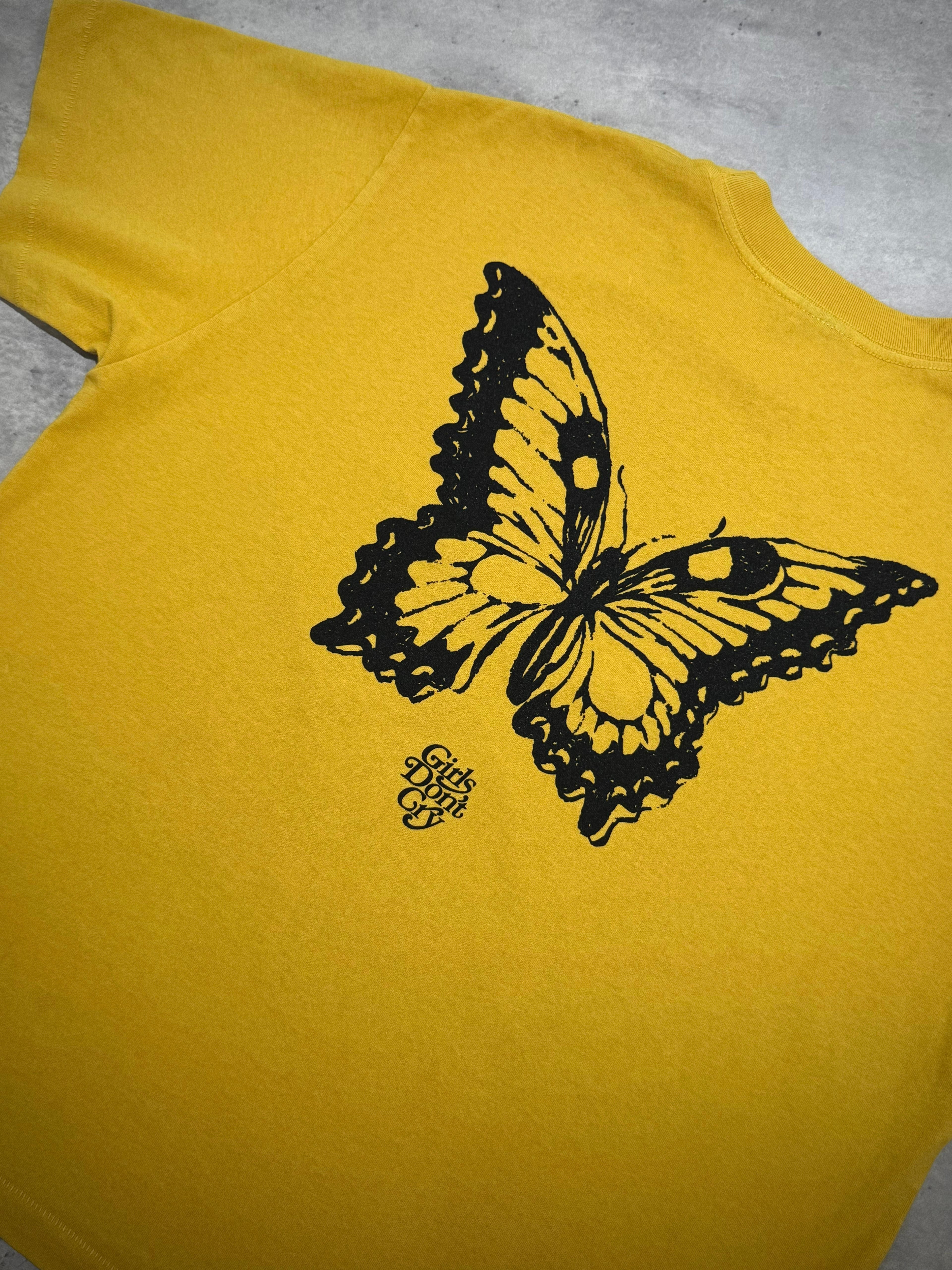 Girls Don't Cry Butterfly T-Shirt - Mustard