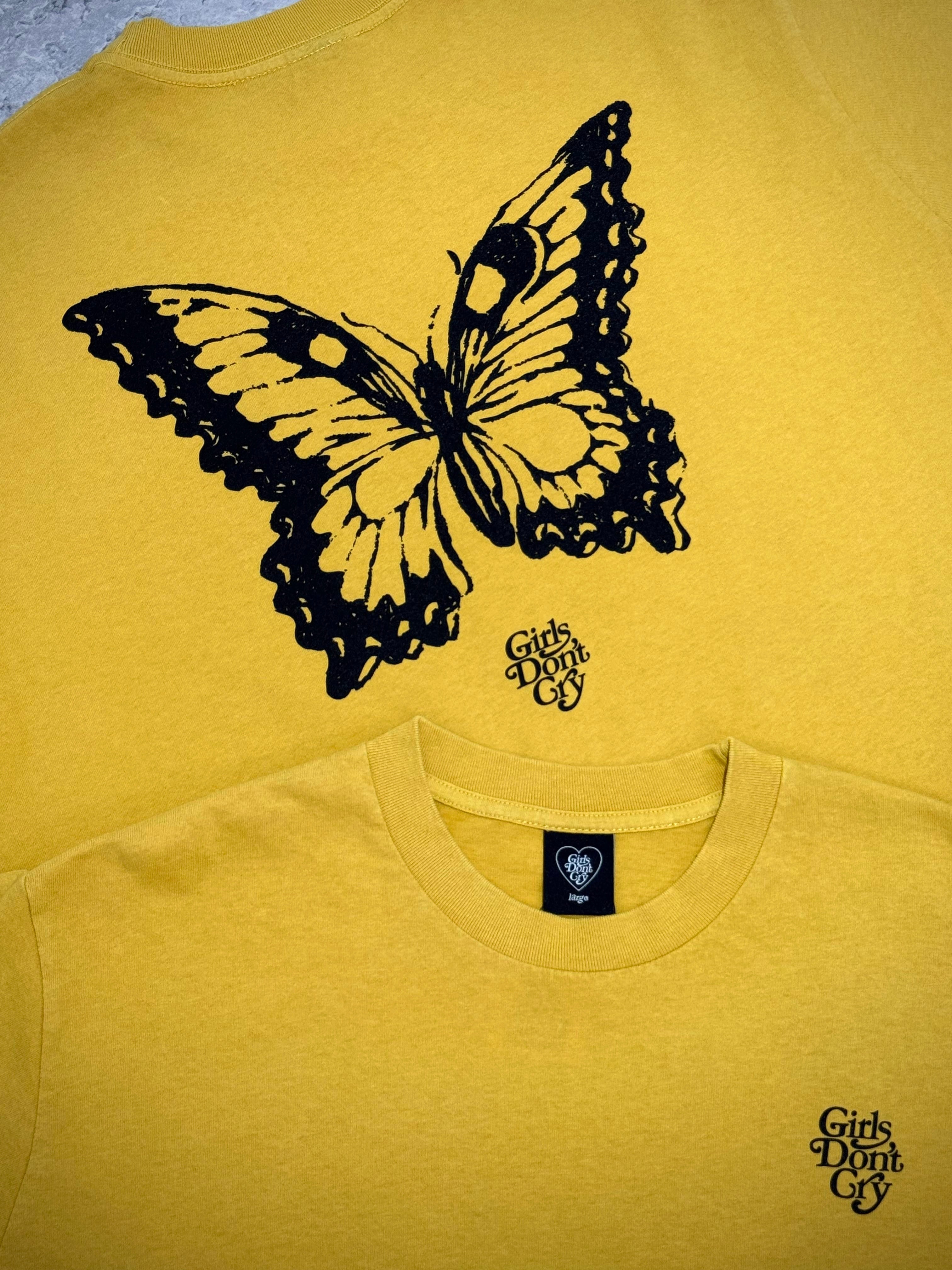 Girls Don't Cry Butterfly T-Shirt - Mustard