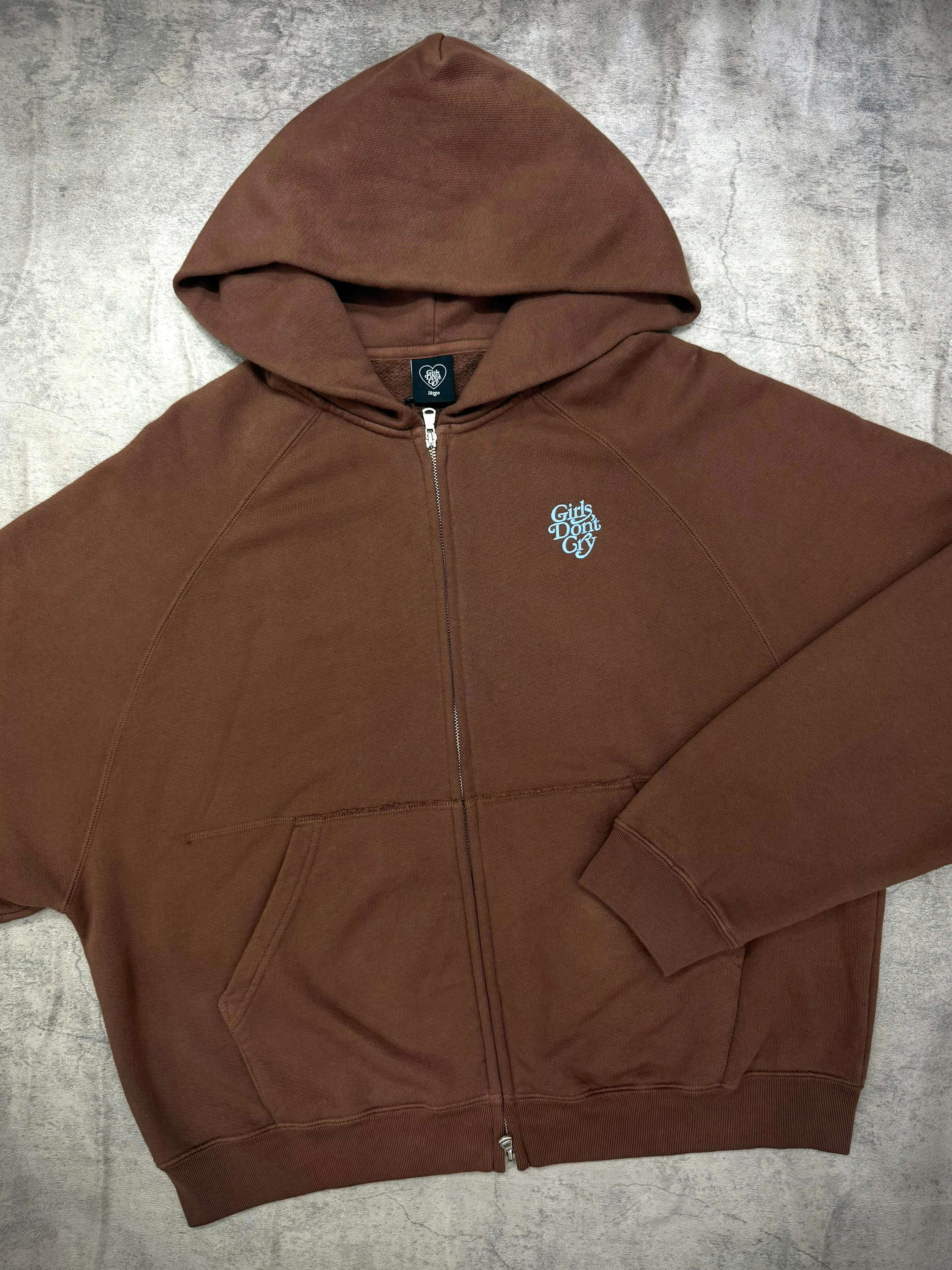 Girls Don't Cry Logo Zip Hoodie - Brown