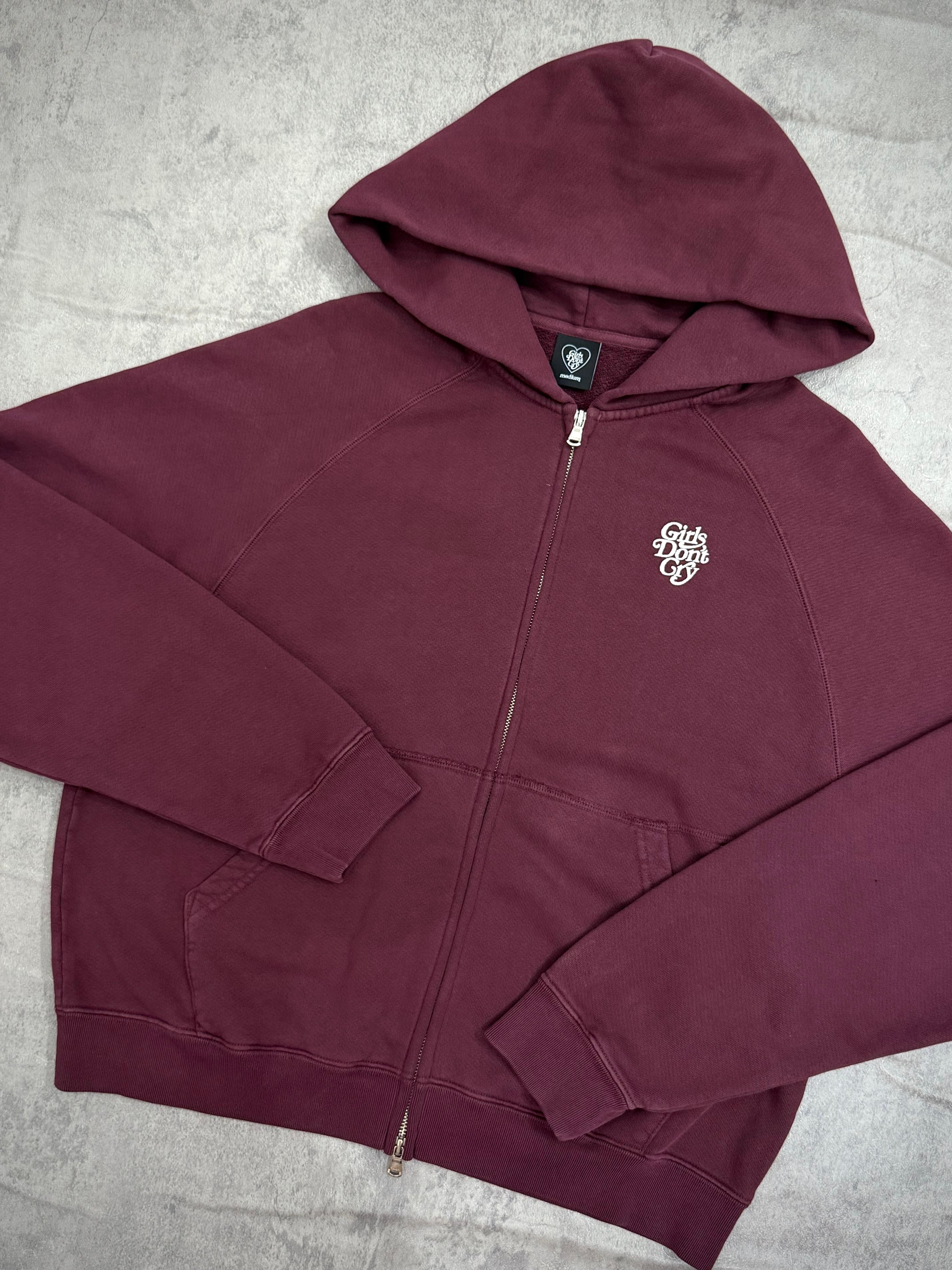 Girls Don't Cry Logo Zip Hoodie - Maroon