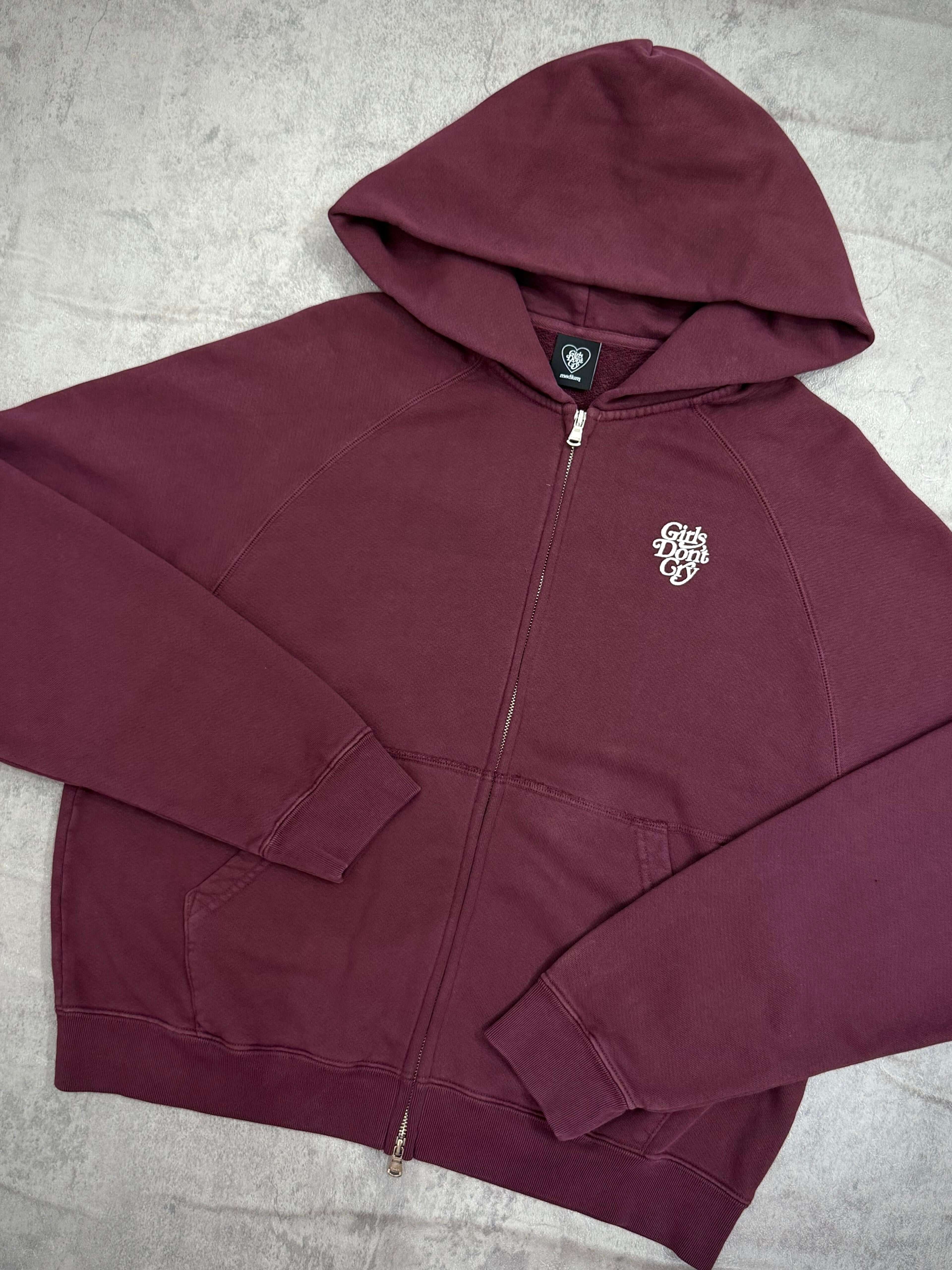 Girls Don't Cry Logo Zip Hoodie - Maroon