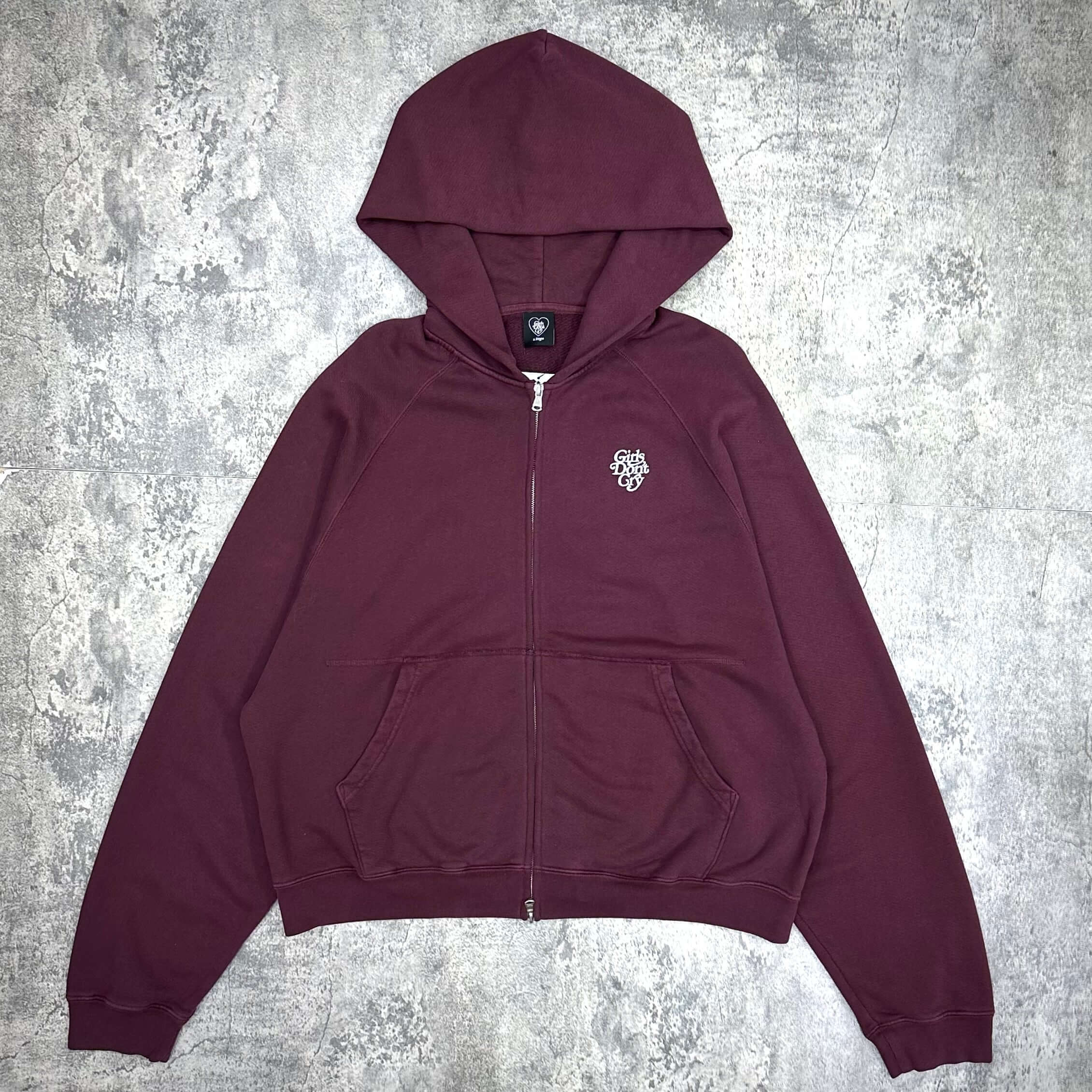 Girls Don't Cry Logo Zip Hoodie Maroon