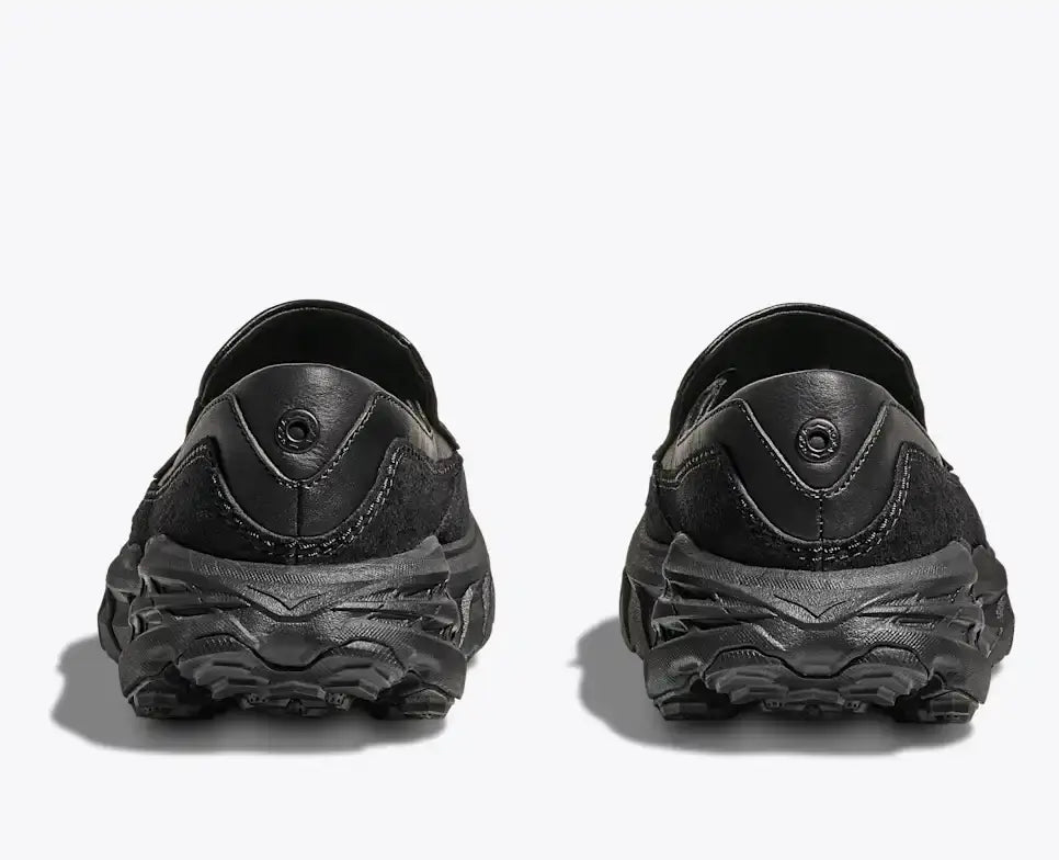 Hoka Speed Loafers - Black 1162170-BBLC view from the back showcasing the sleek design and sturdy sole.