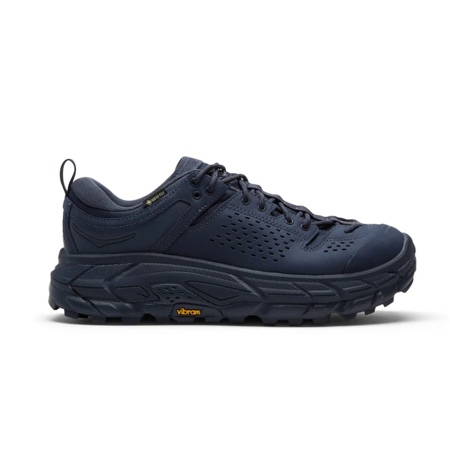 Hoka Tor Ultra Lo Gore-Tex - Navy 1130310-VYV side view of hiking shoe with Vibram sole