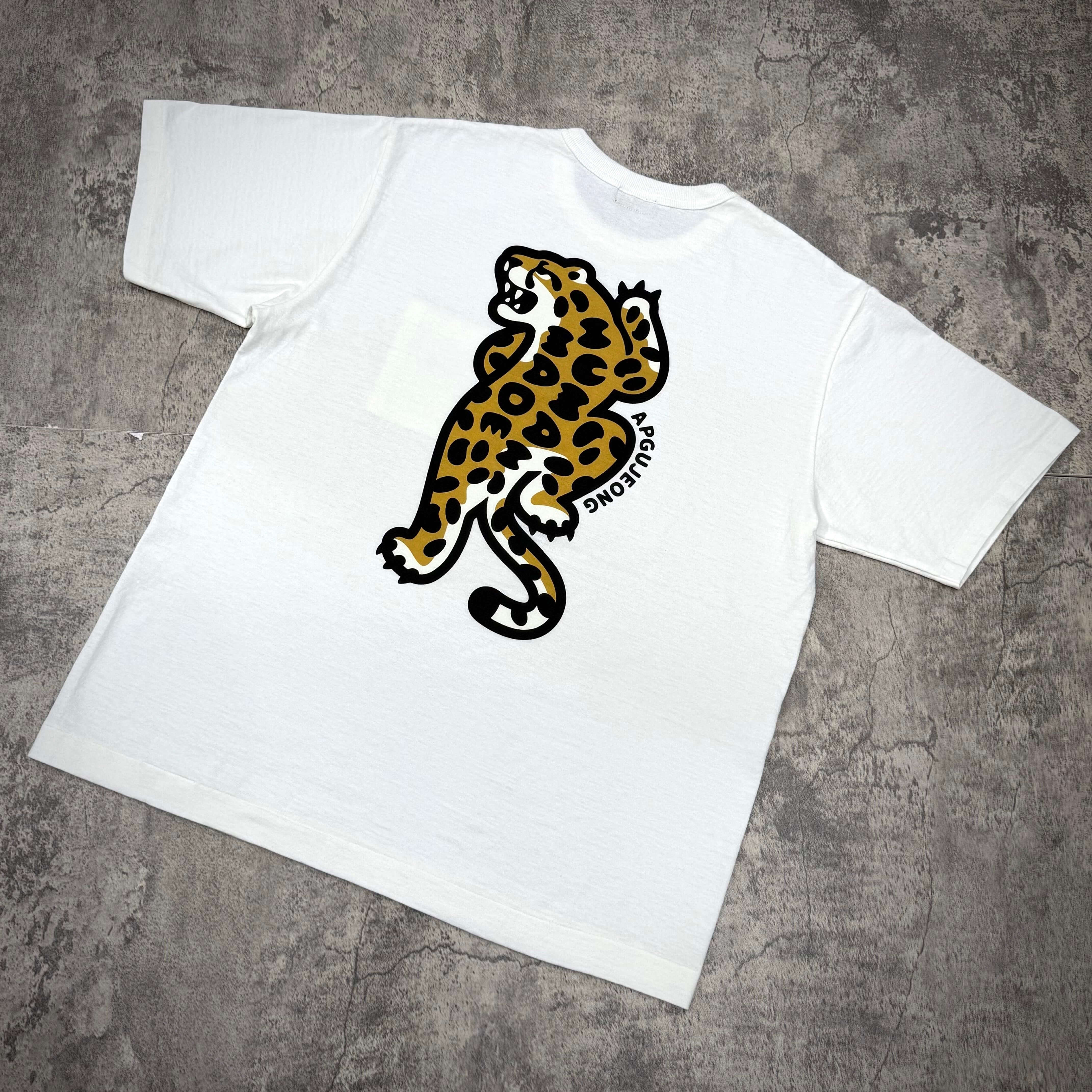 Human Made Apgujeong exclusive graphic tee featuring a leopard design on the back.