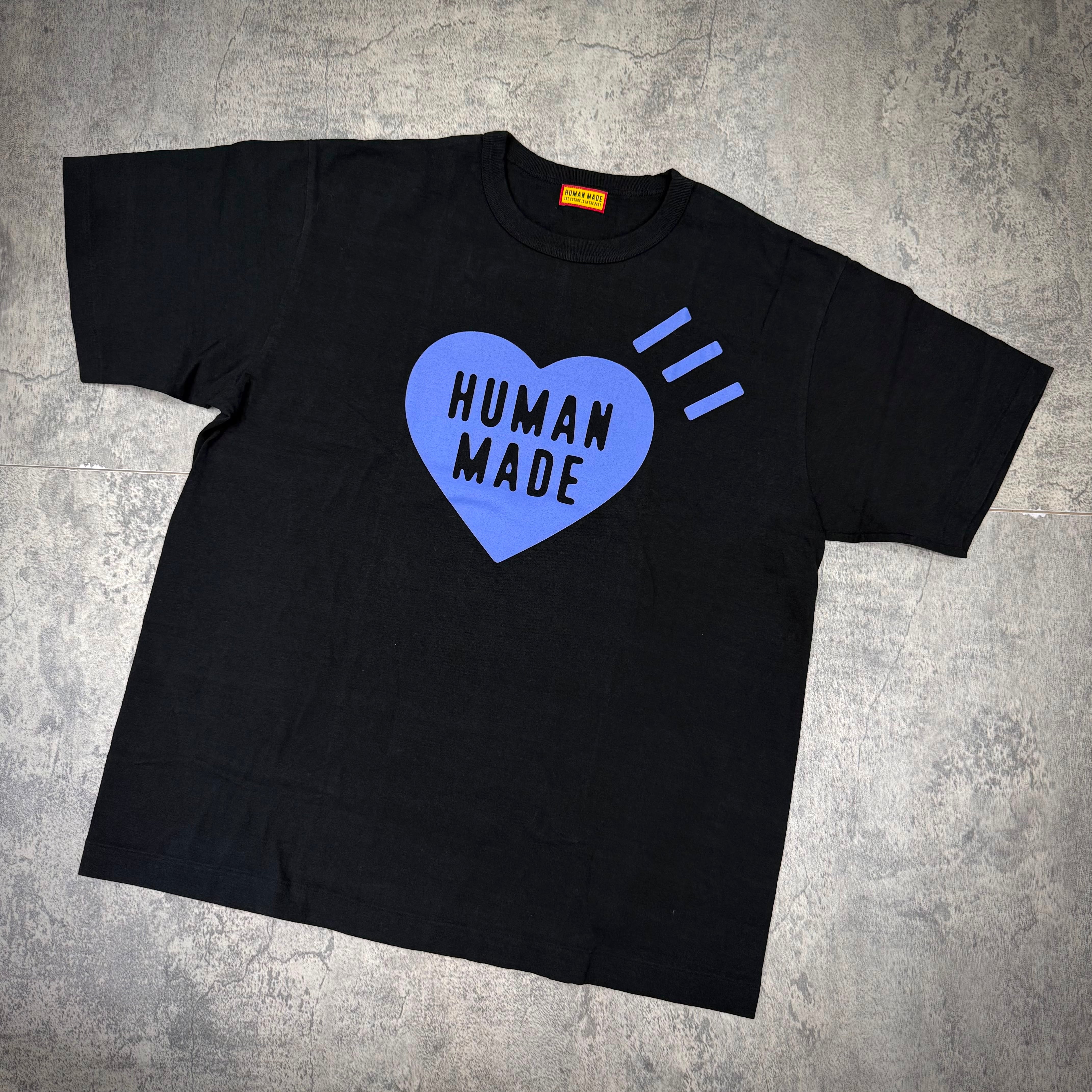 Human Made Jamsil Exclusive Heart Logo Tee in black with blue heart design