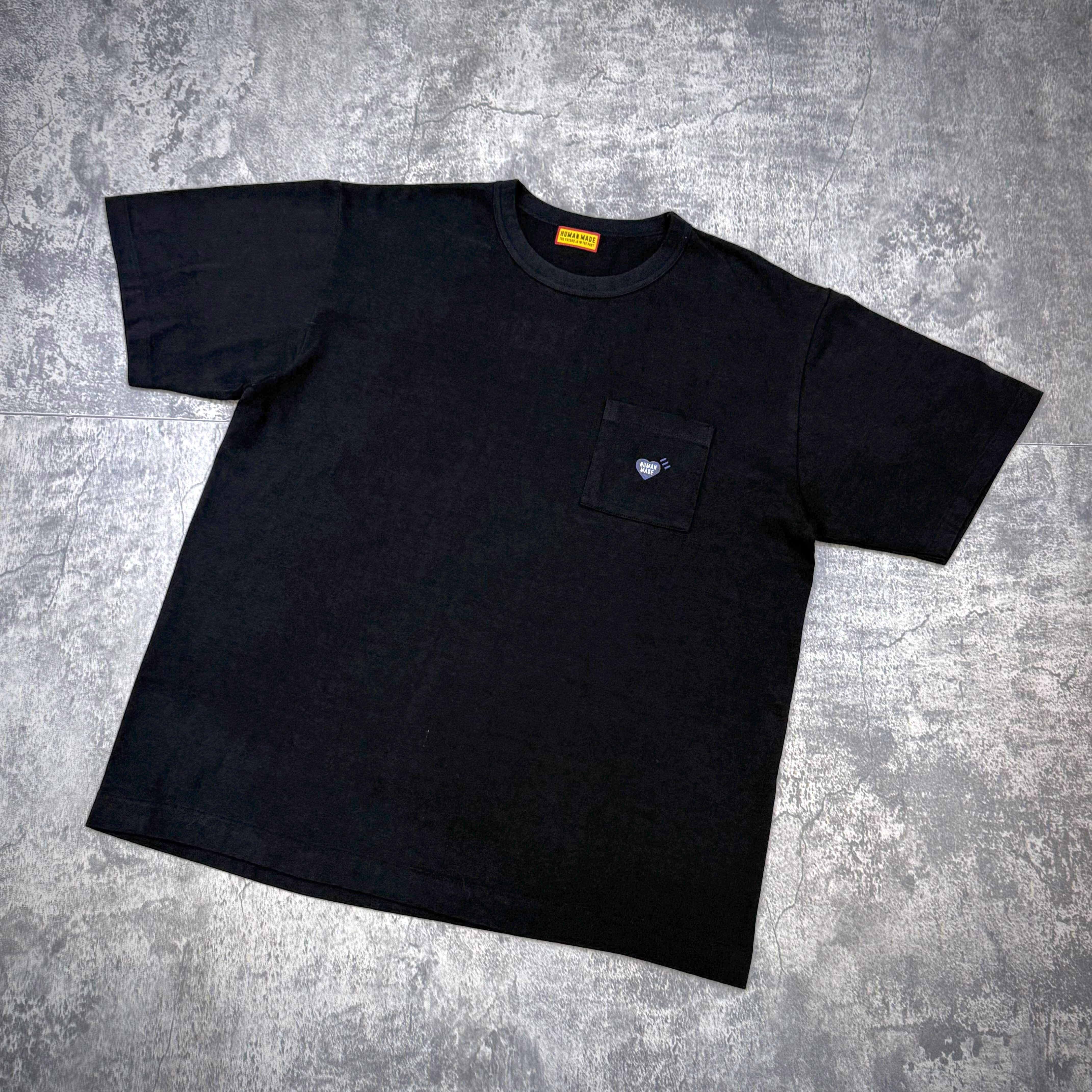 Human Made Jamsil Exclusive Heart Pocket Tee in black with heart detail on pocket.