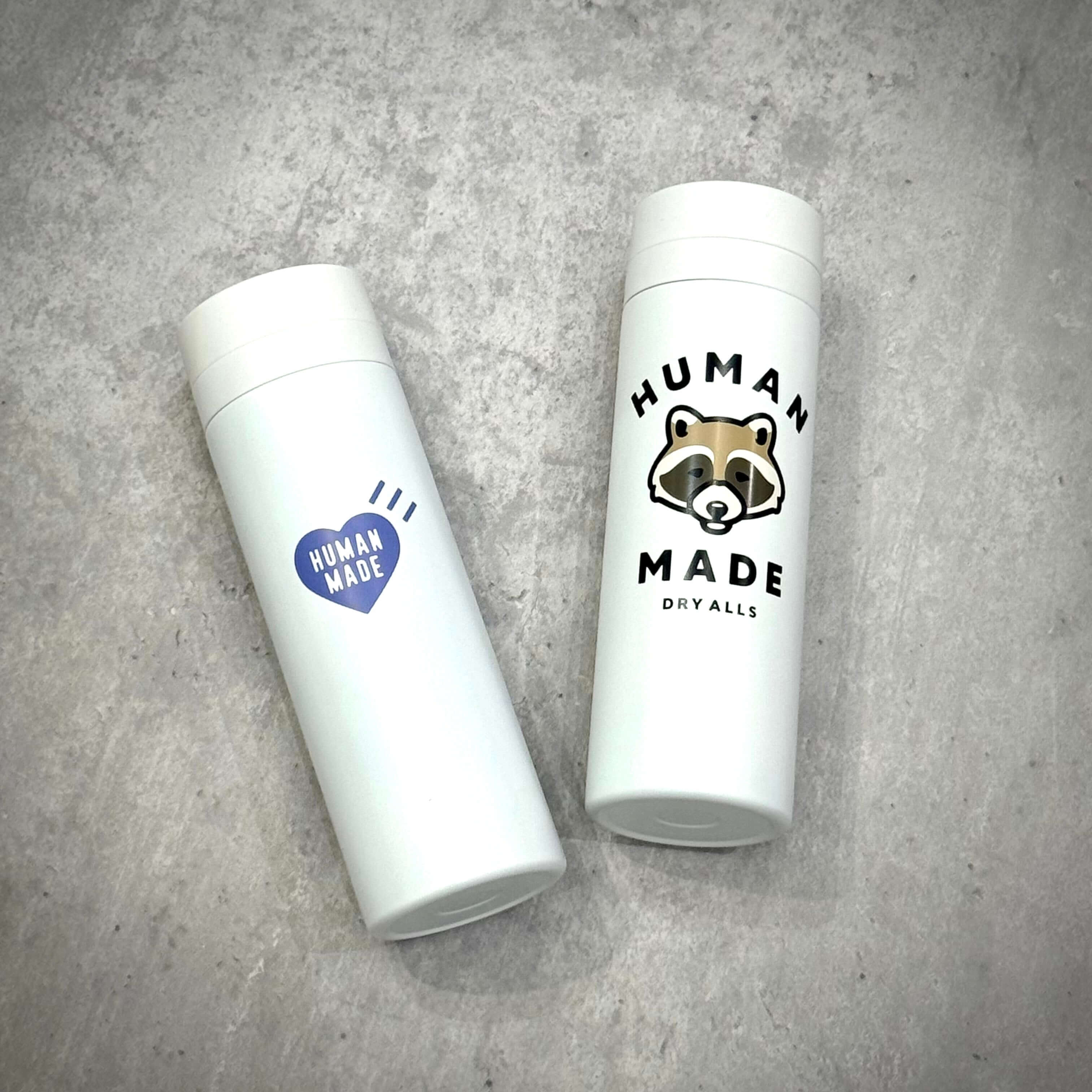 Human Made Jamsil Exclusive Thermo Stainless Bottle 500ml displayed on a textured surface.