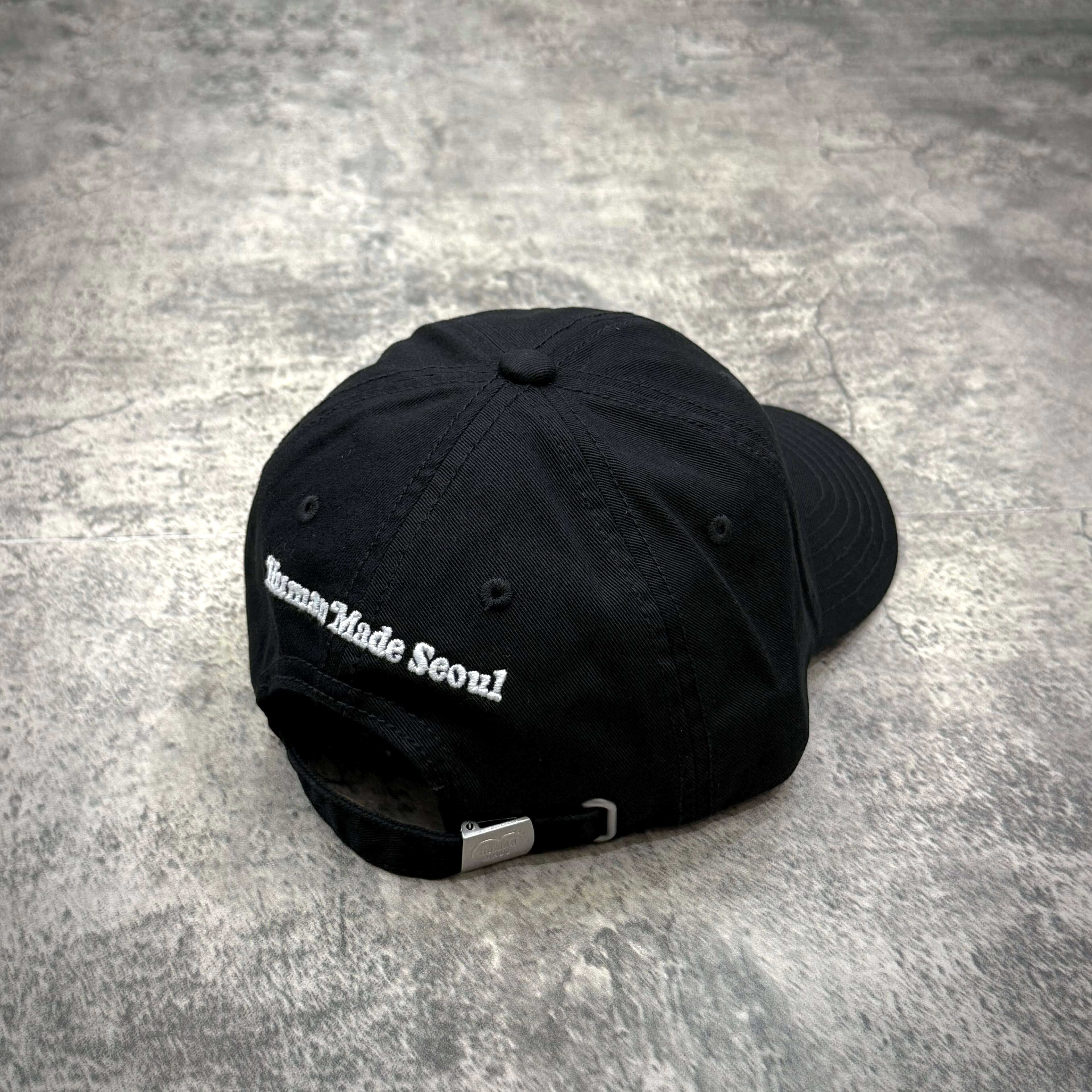 Back view of the Human Made x VERDY Jamsil Exclusive 6 Panel Cap showcasing 'Human Made Seoul' embroidery.