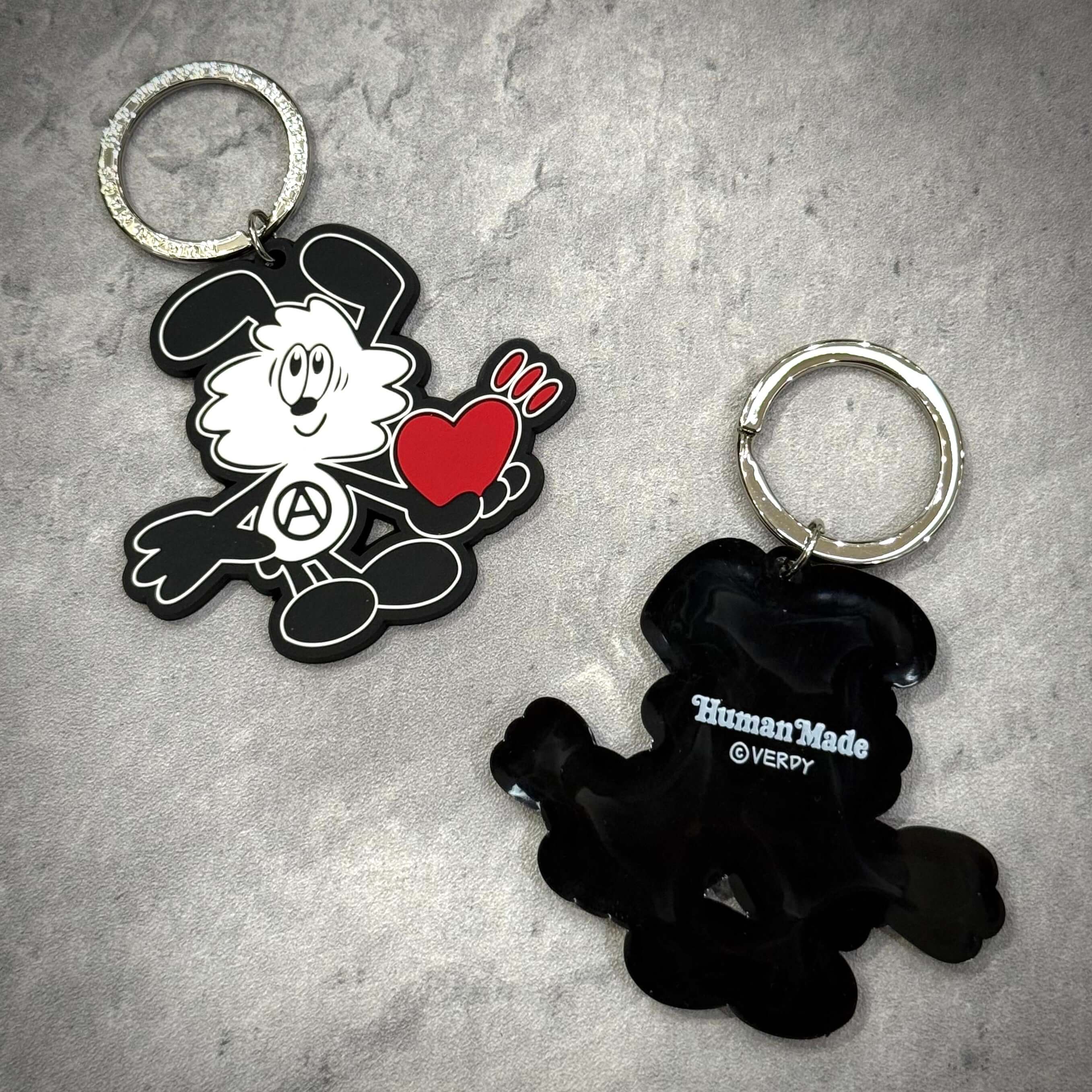 Human Made x VERDY Jamsil Exclusive Vick Rubber Keychain featuring a character with a heart.