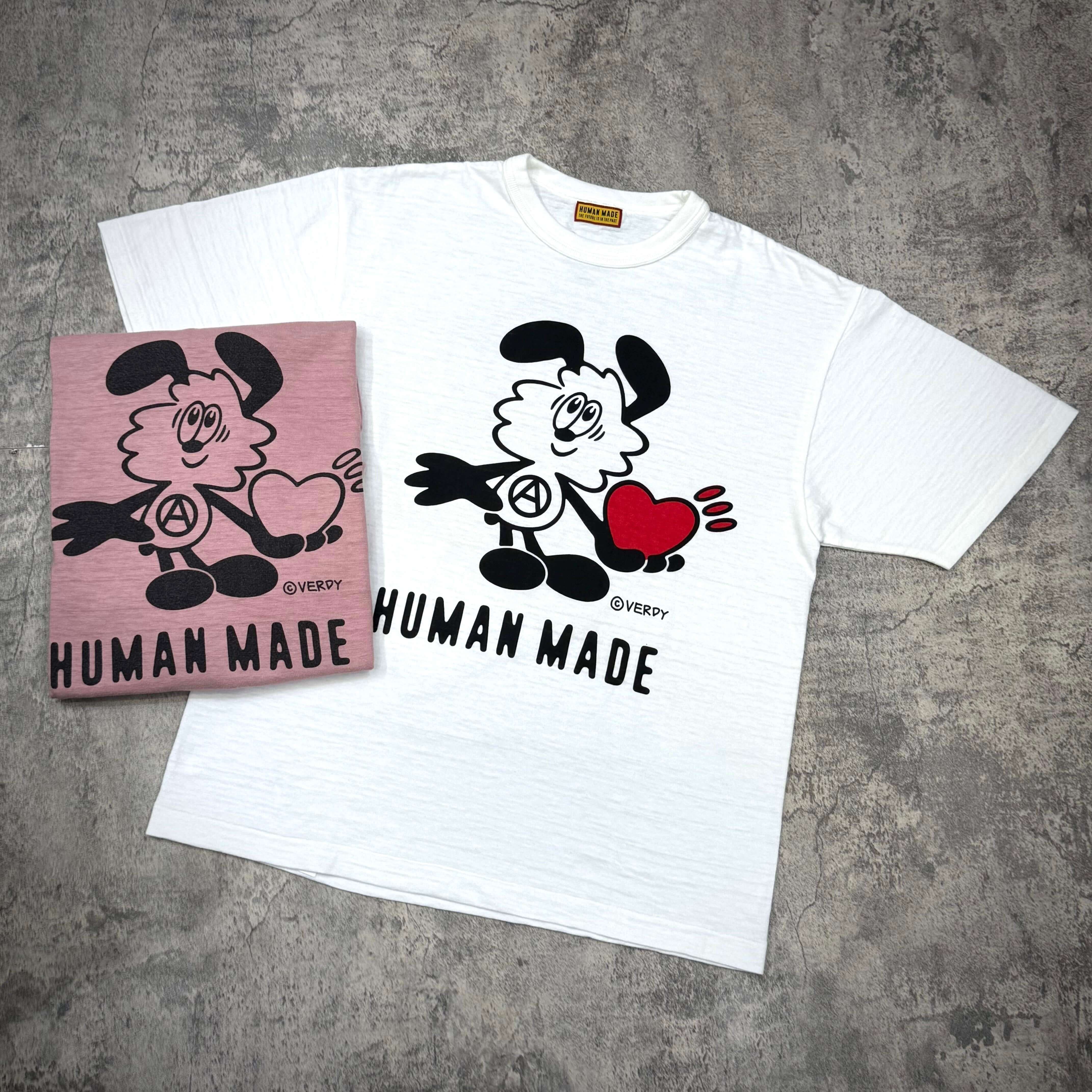 Human Made x VERDY Jamsil Exclusive Vick Tee featuring a playful cartoon character with a heart.