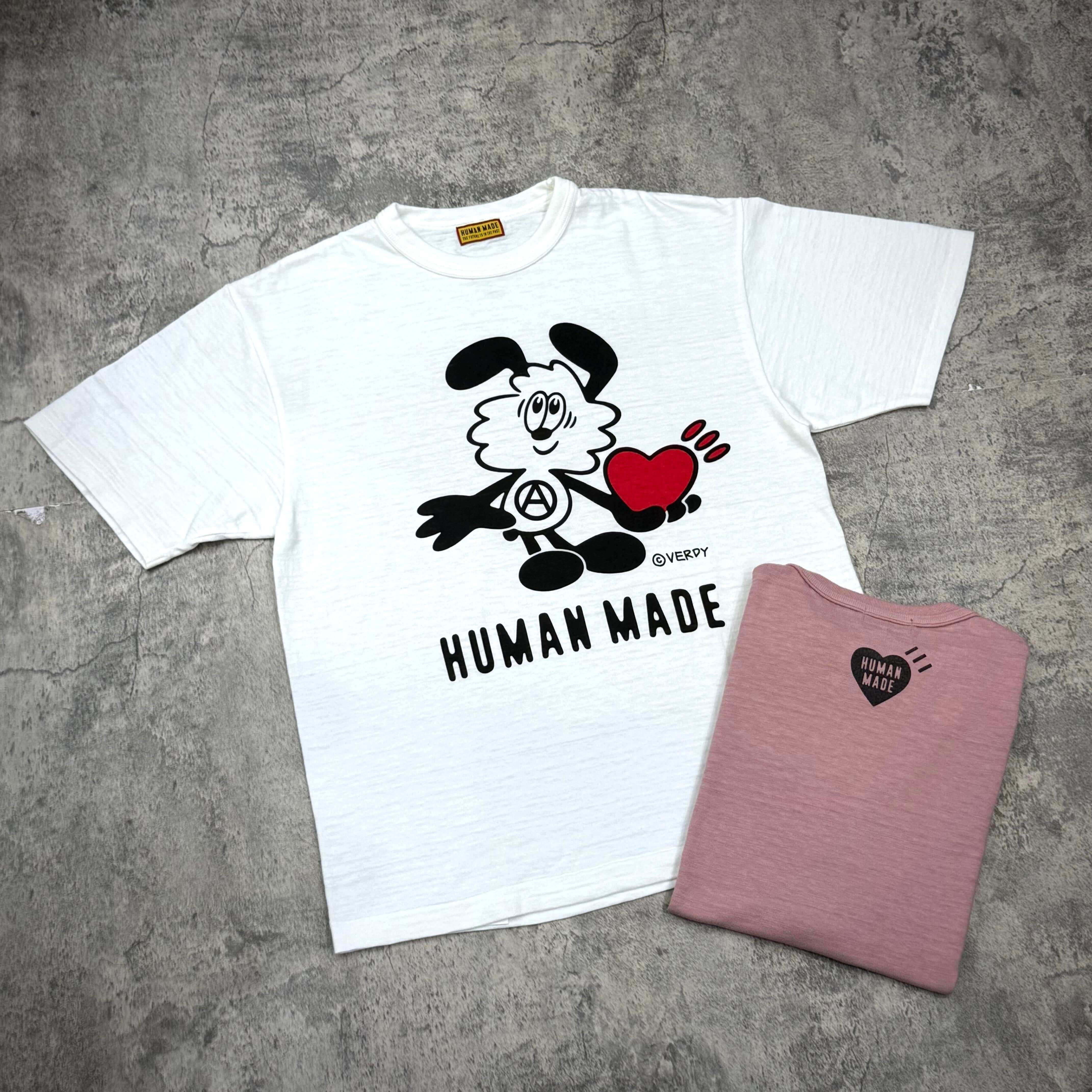 Human Made x VERDY Jamsil Exclusive Vick Tee featuring graphic design on white fabric.