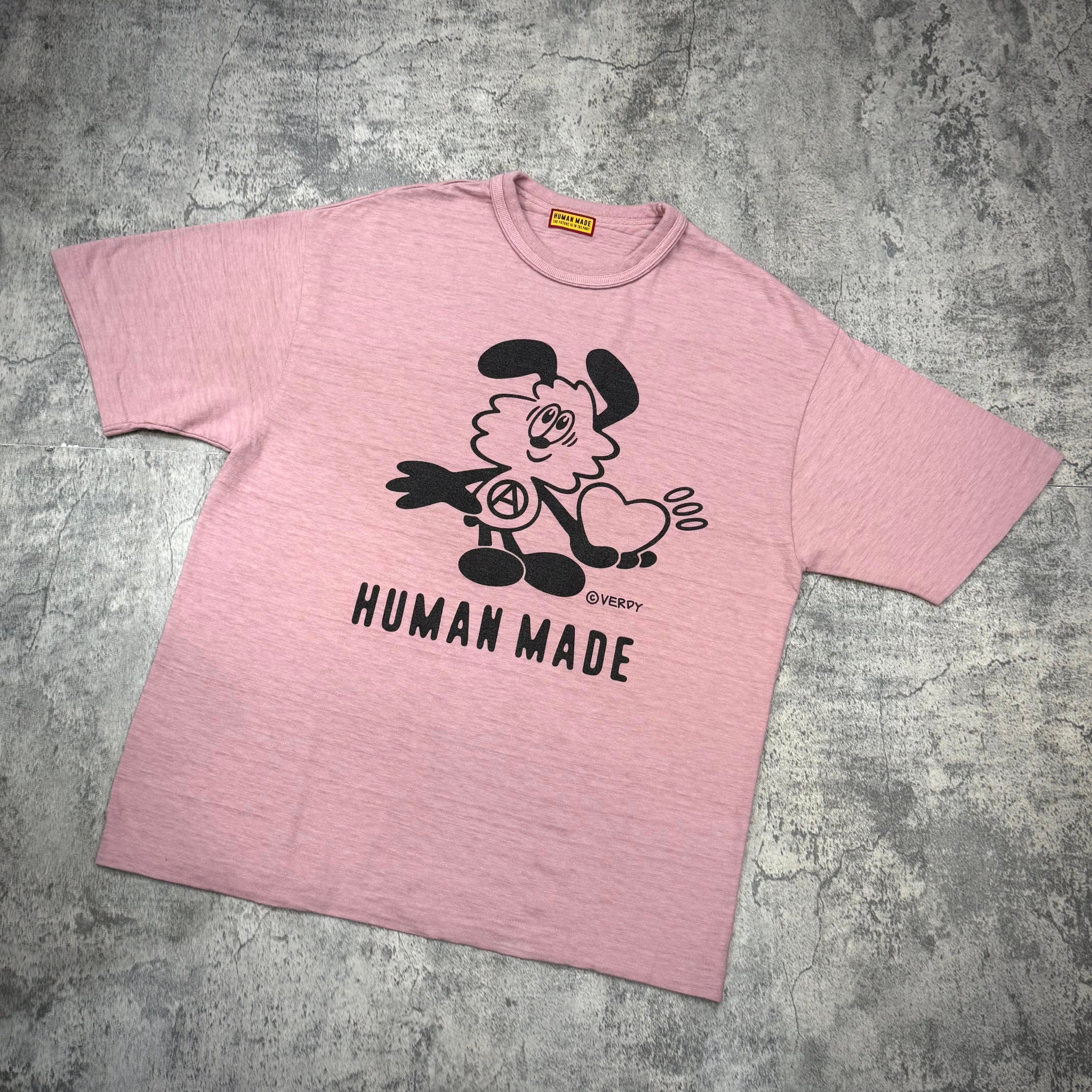Human Made x VERDY Jamsil Exclusive Vick Tee featuring a pink design with cartoon graphic and slogan.