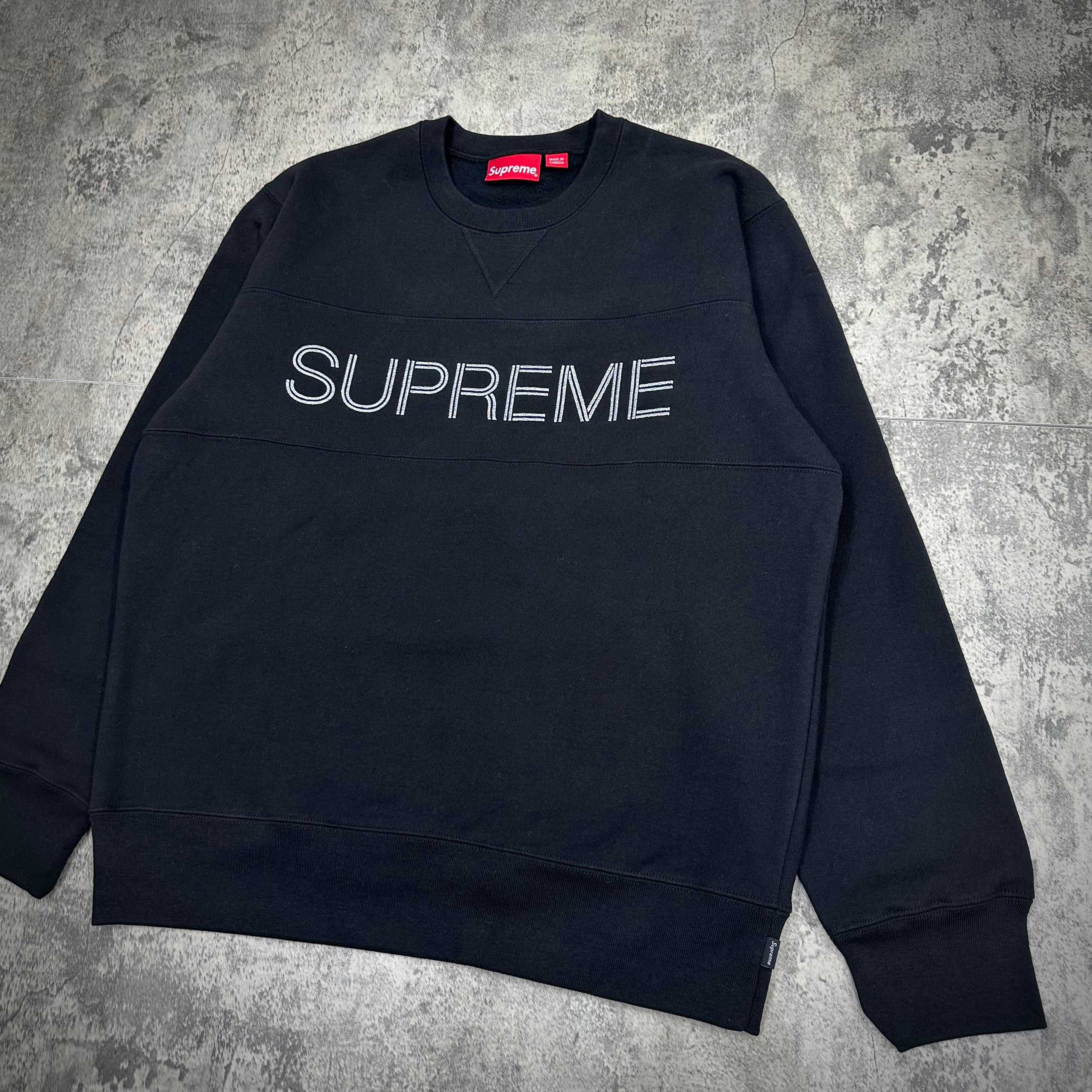Supreme Zig Zag Stitch Panel Crewneck - Black