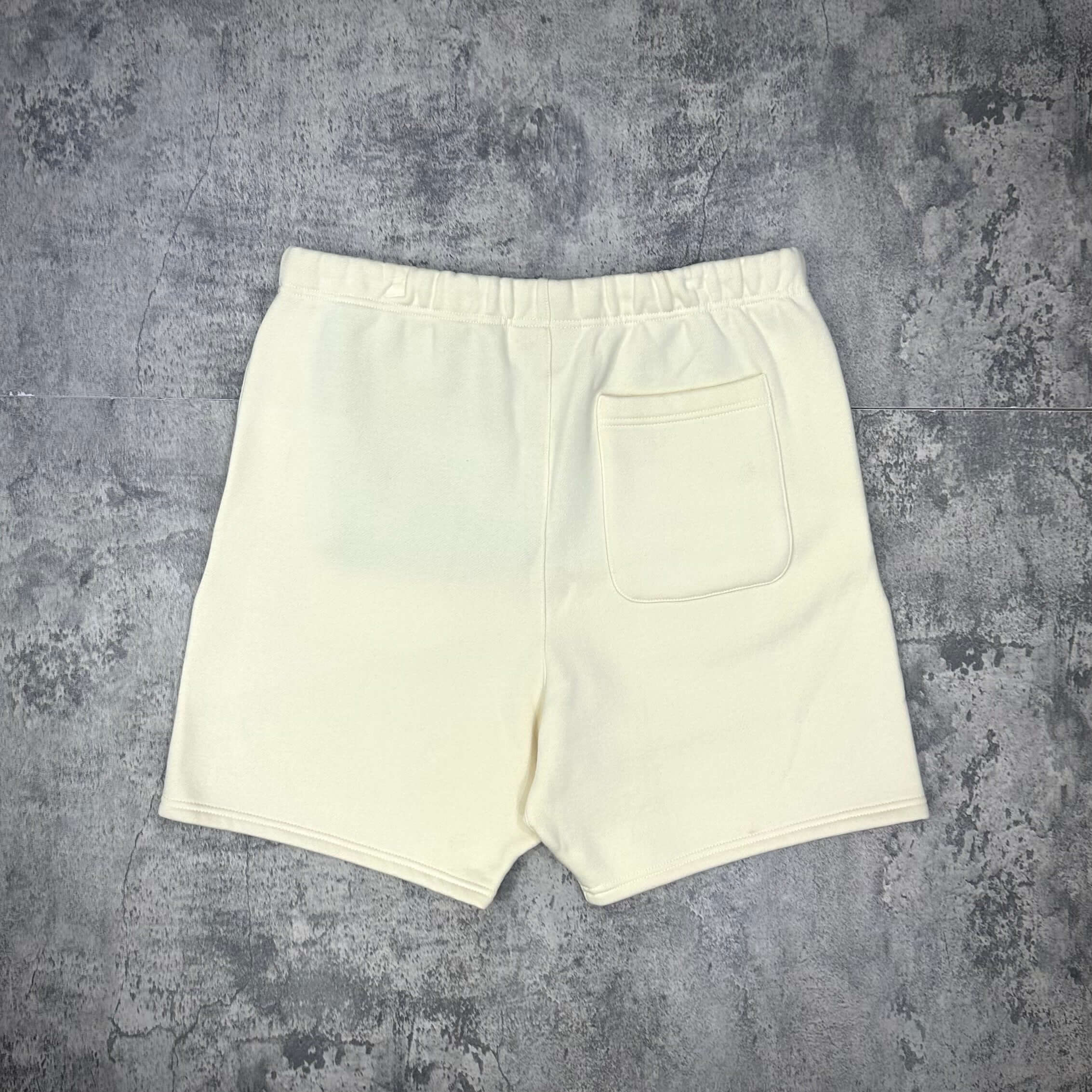 FOG Essentials Sweat Shorts SS21 - Cream back view showing elastic waistband and single pocket